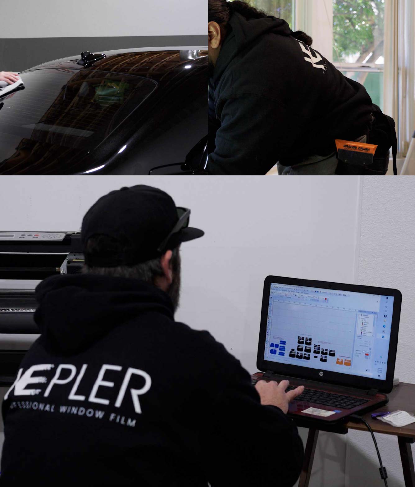 Ceramic Window Tinting Expert Cutting Film in Edgewater, Florida