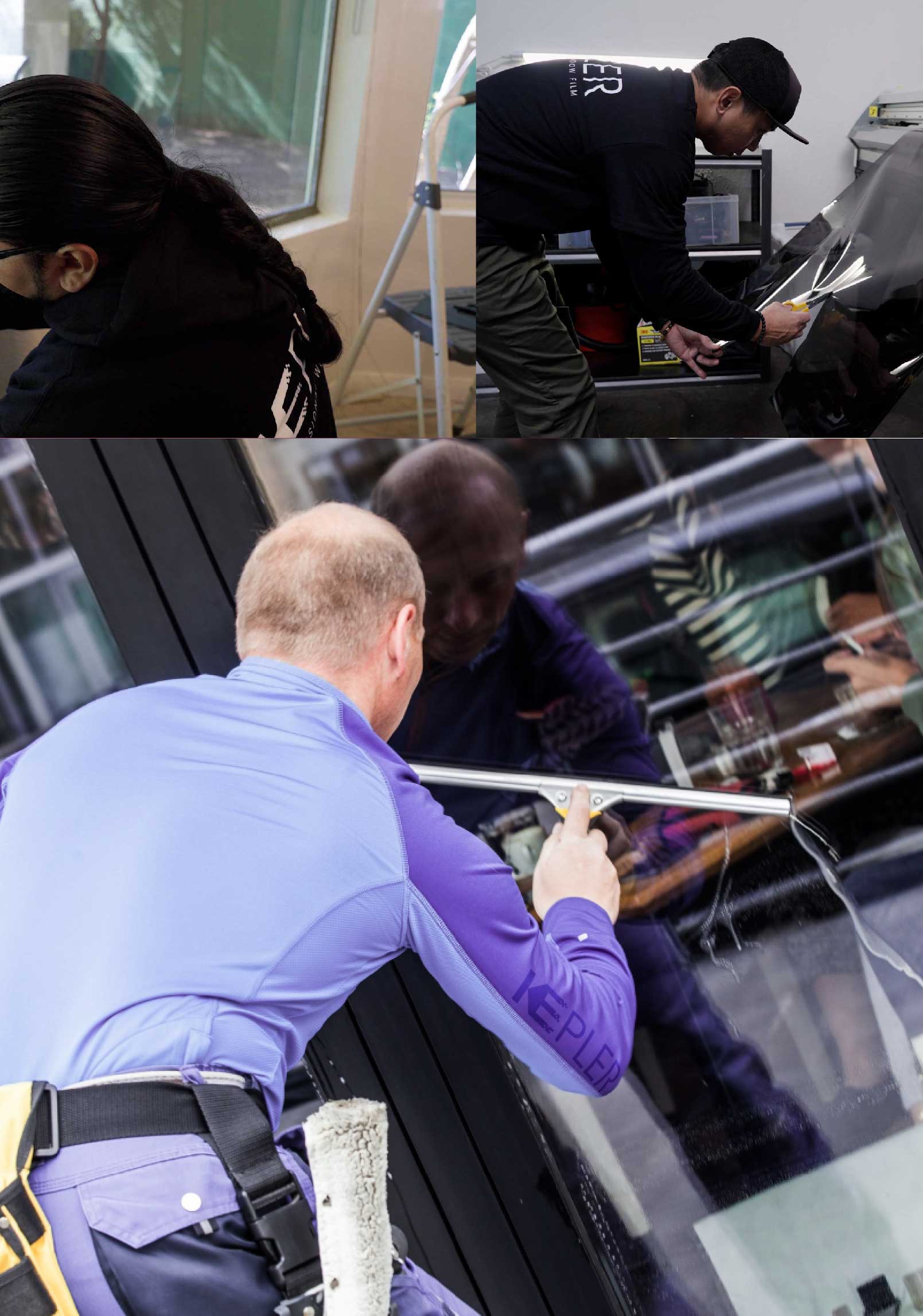 Kepler Professional Applying Anti-Graffiti Window Film to a Plainfield Shop Front