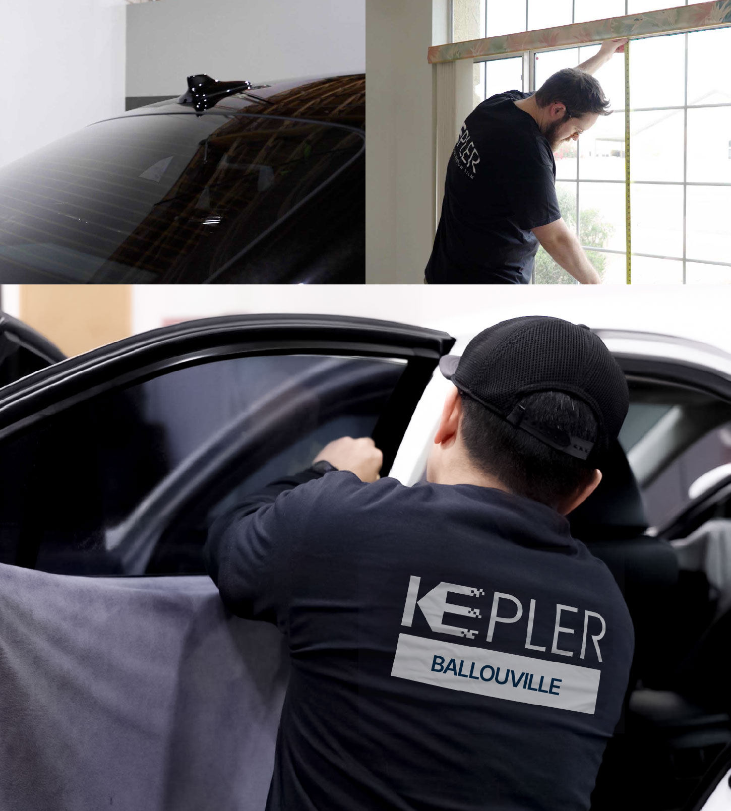 Automotive Window Tinting Expert Applying Film in Ballouville, Connecticut