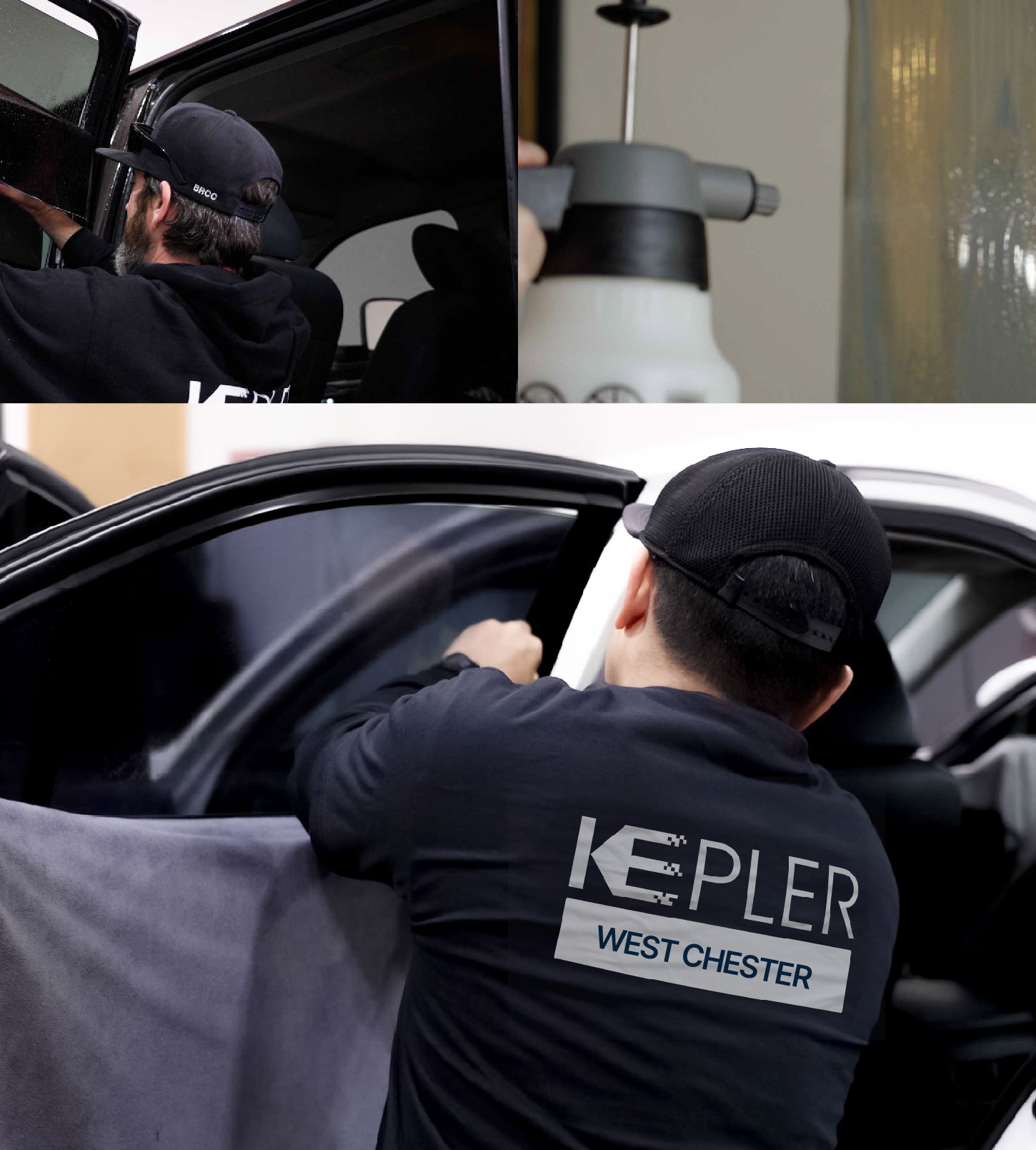 Automotive Window Tinting Expert Applying Film in West Chester, Pennsylvania