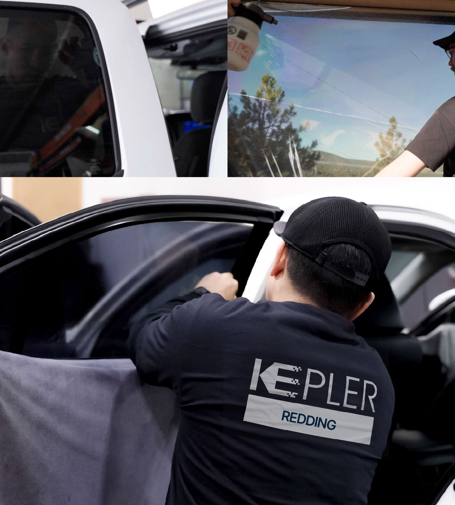 Automotive Window Tinting Expert Applying Film in Redding, California