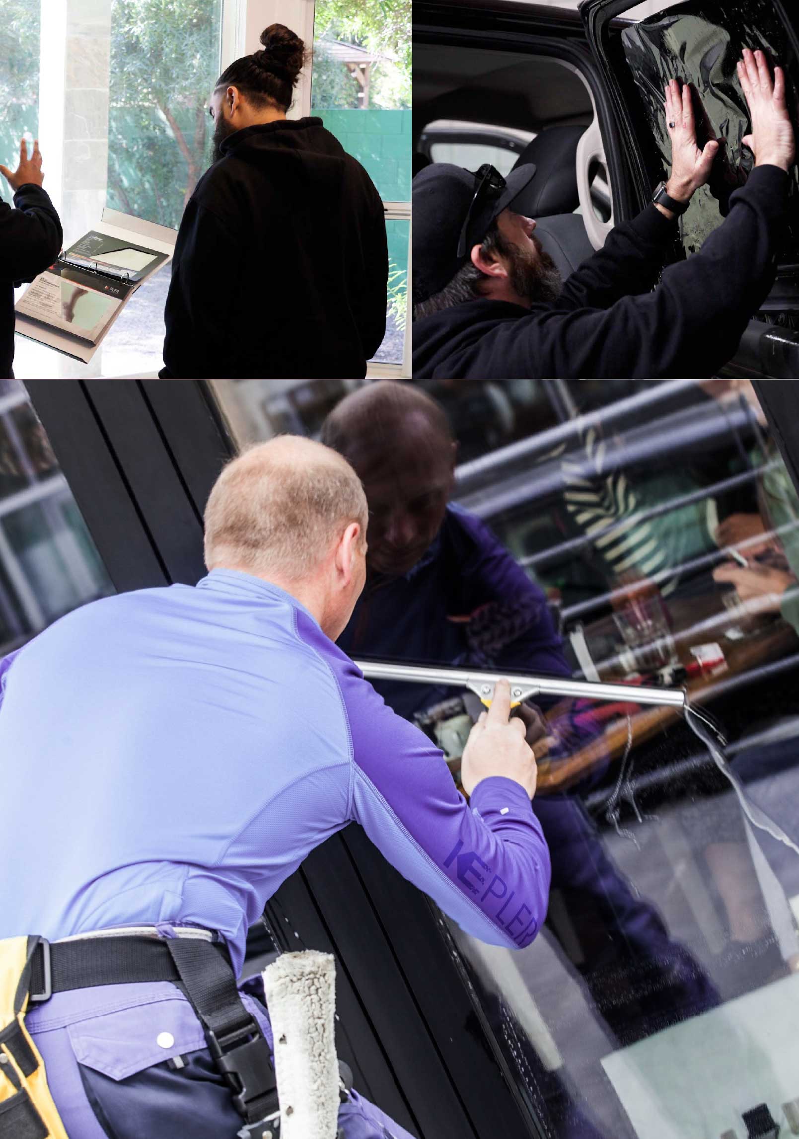 Kepler Skilled Applying Anti-Graffiti Window Film to a Chanhassen Shop Front