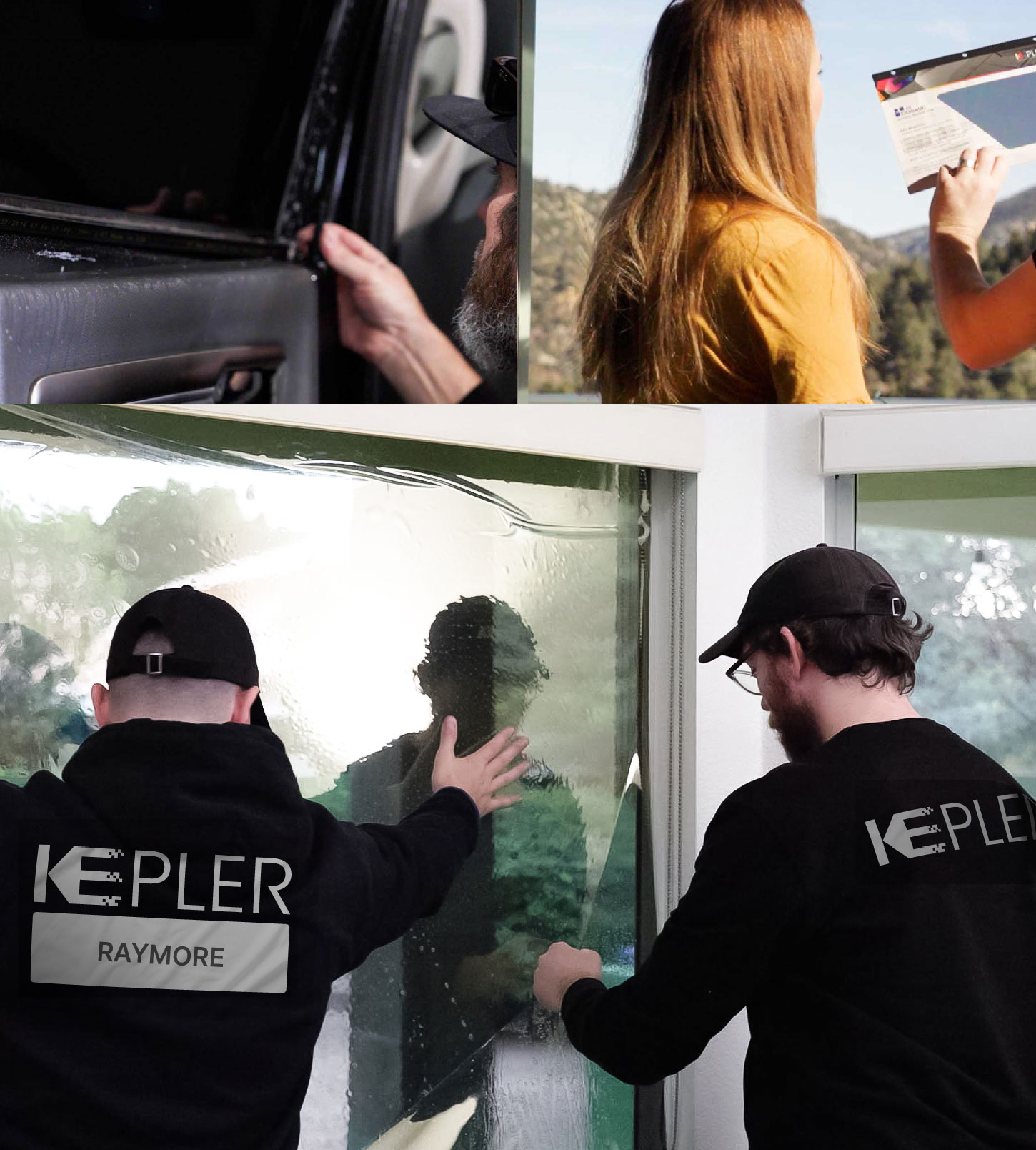Kepler Technician Applying Advanced Window Tint to Home in Raymore