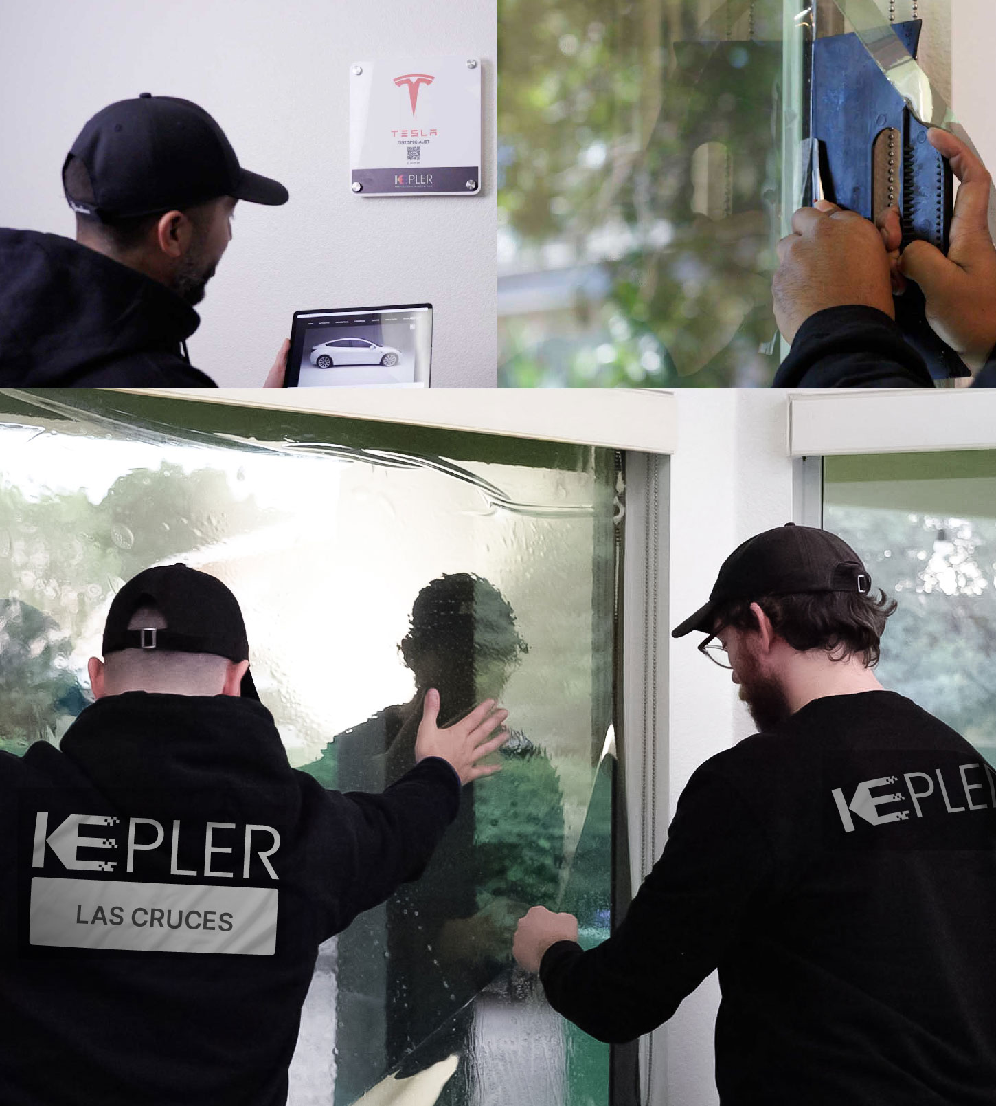 Expert Technician Fitting Advanced Window Tint to Home in Las Cruces