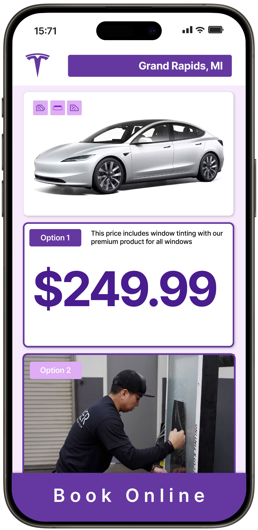 View Competitive Tesla Window Tinting Costs in Grand Rapids, Michigan