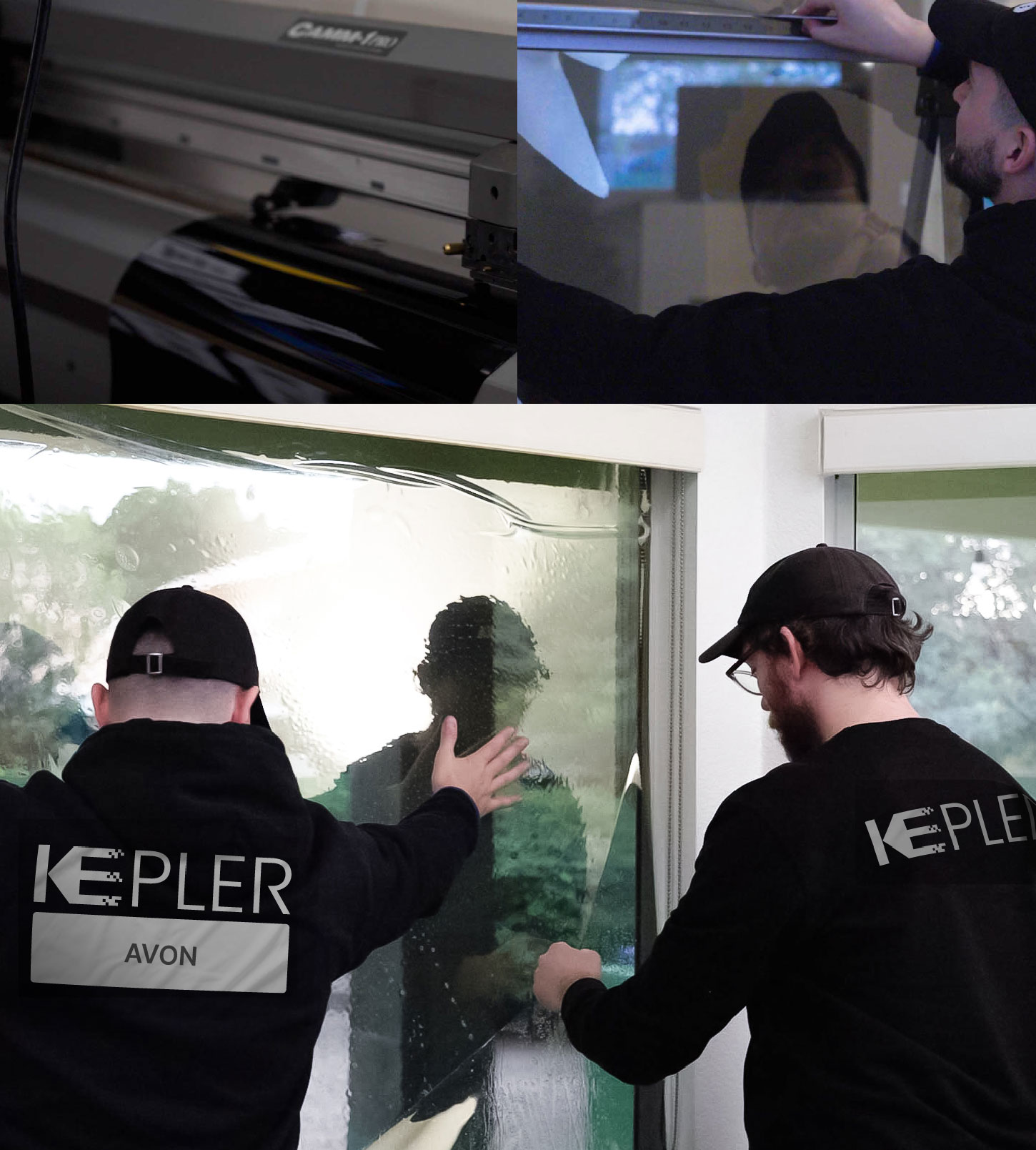Kepler Technician Installing Ceramic Window Tint to Home in Avon