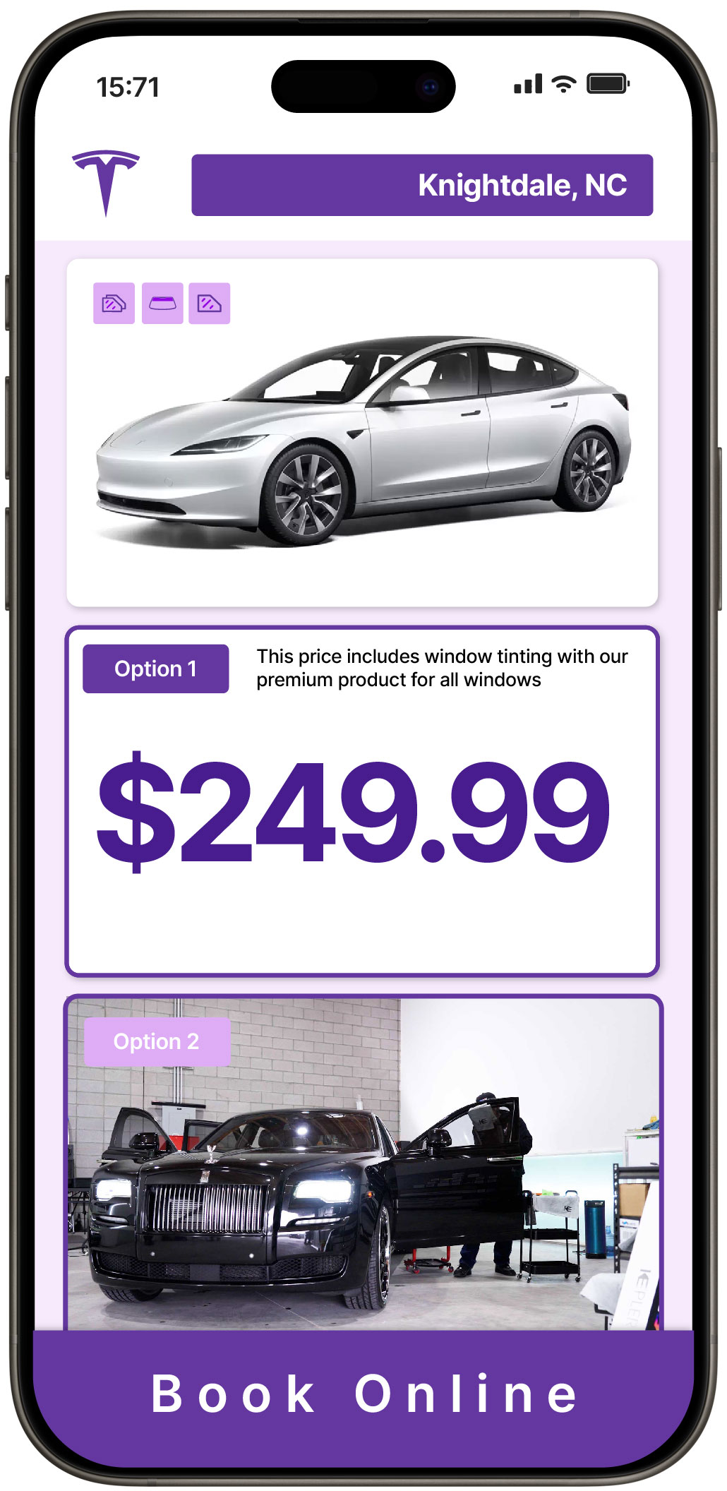 View Affordable Tesla Window Tinting Costs in Knightdale, North Carolina