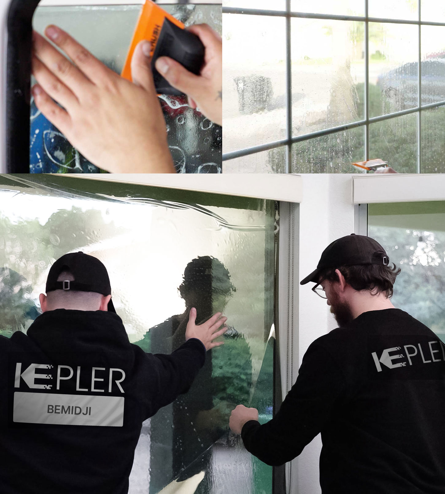 Kepler Technician Fitting Advanced Window Tint to Home in Bemidji