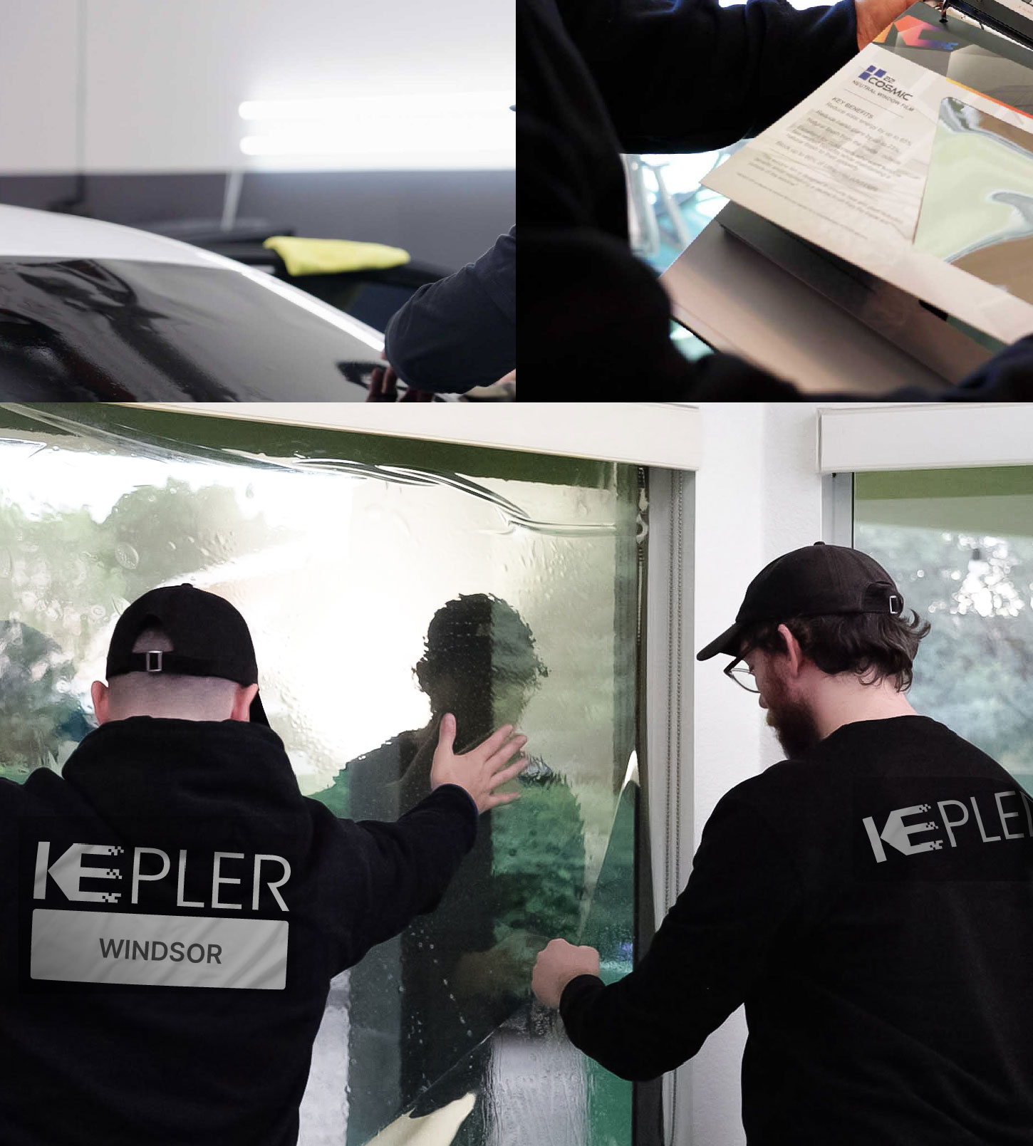 Kepler Technician Installing Ceramic Window Tint to Home in Windsor