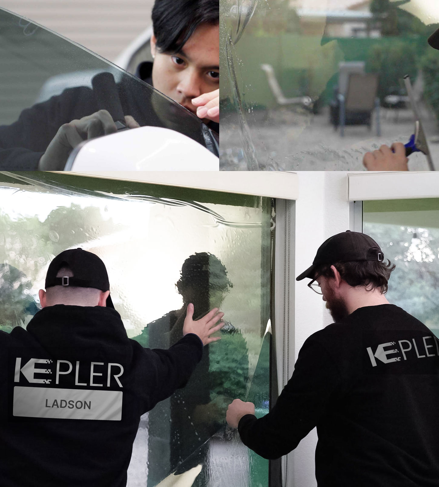 Expert Technician Fitting Advanced Window Tint to Home in Ladson