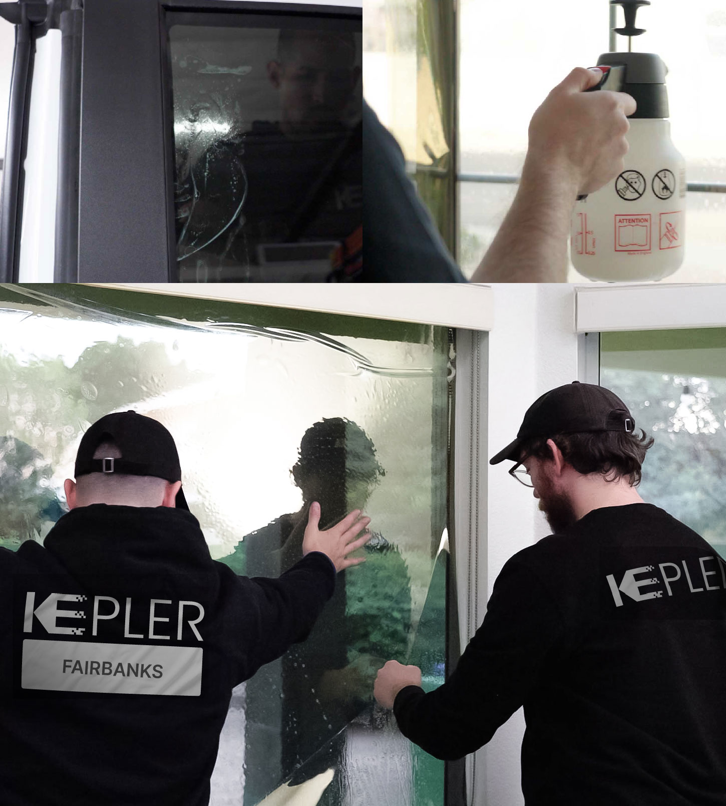 Kepler Technician Applying Advanced Window Tint to Home in Fairbanks