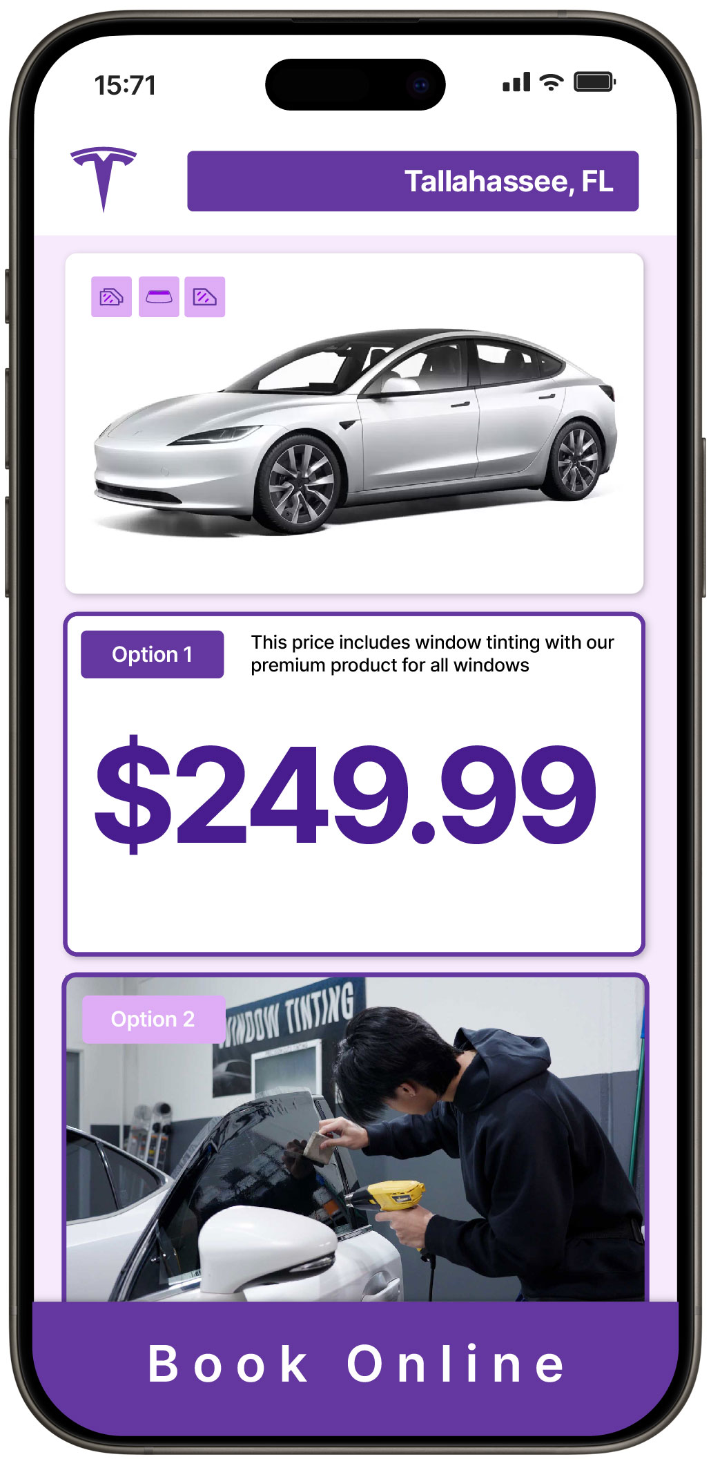 View Affordable Tesla Window Tinting Rates in Tallahassee, Florida