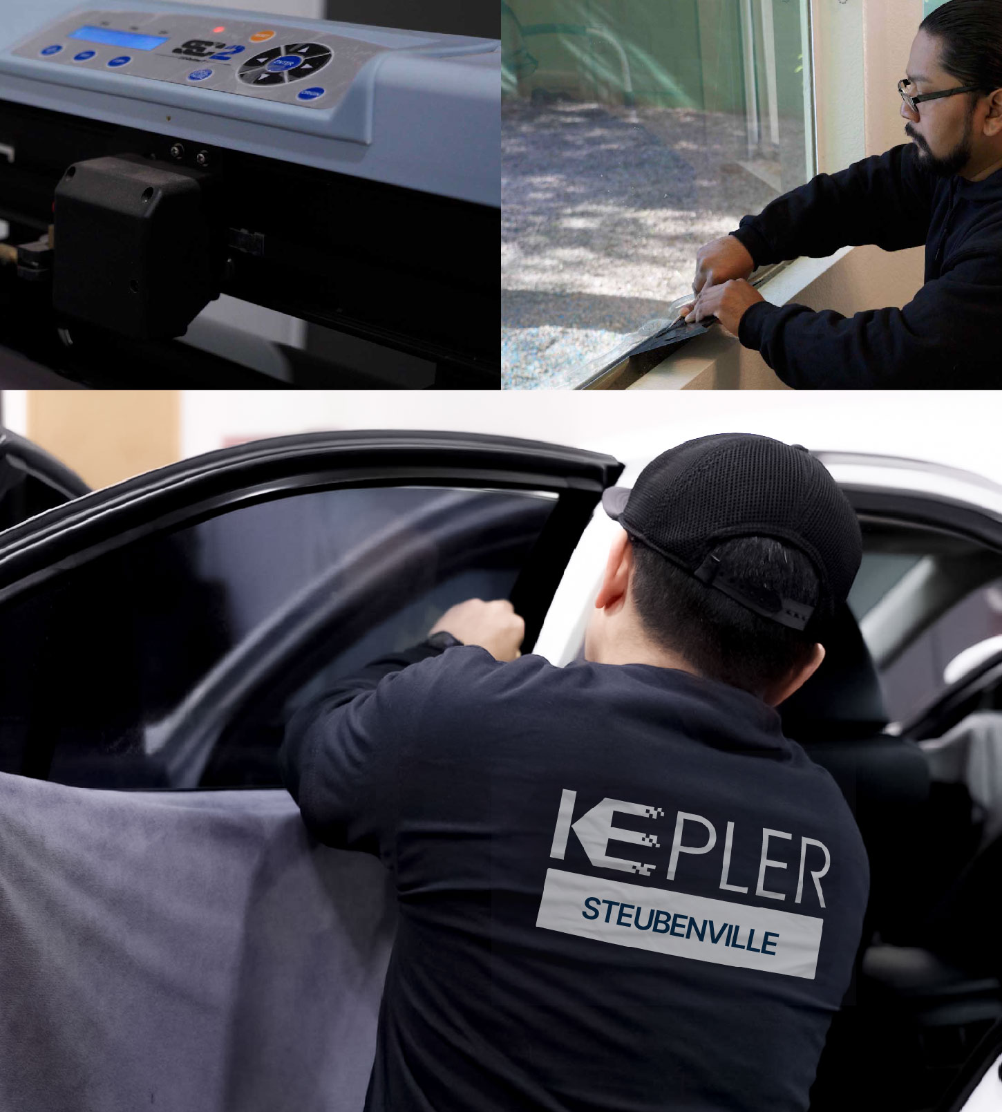 Automotive Window Tinting Expert Applying Film in Steubenville, Ohio