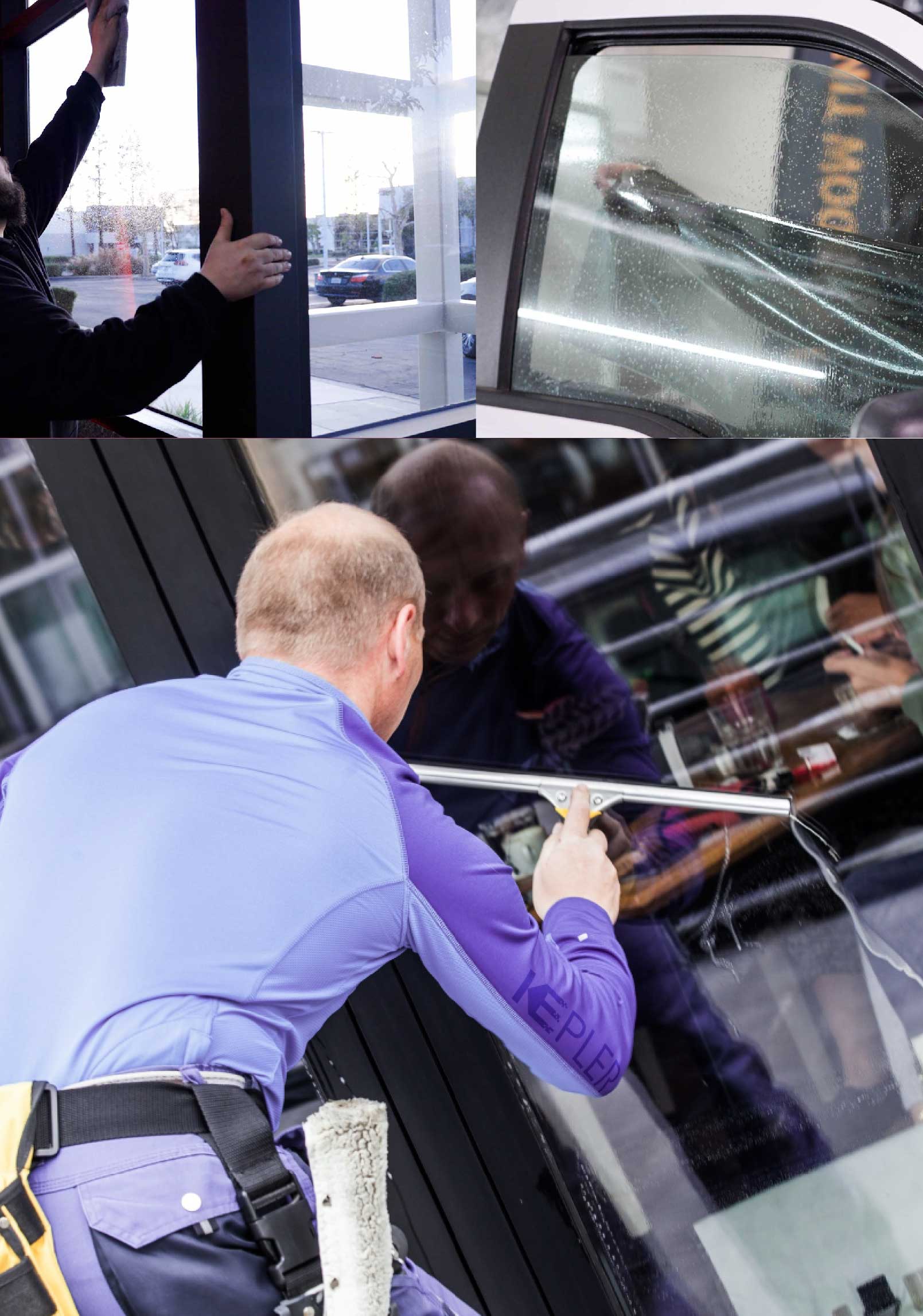 Kepler Skilled Applying Anti-Graffiti Window Film to a Manitowoc Shop Front