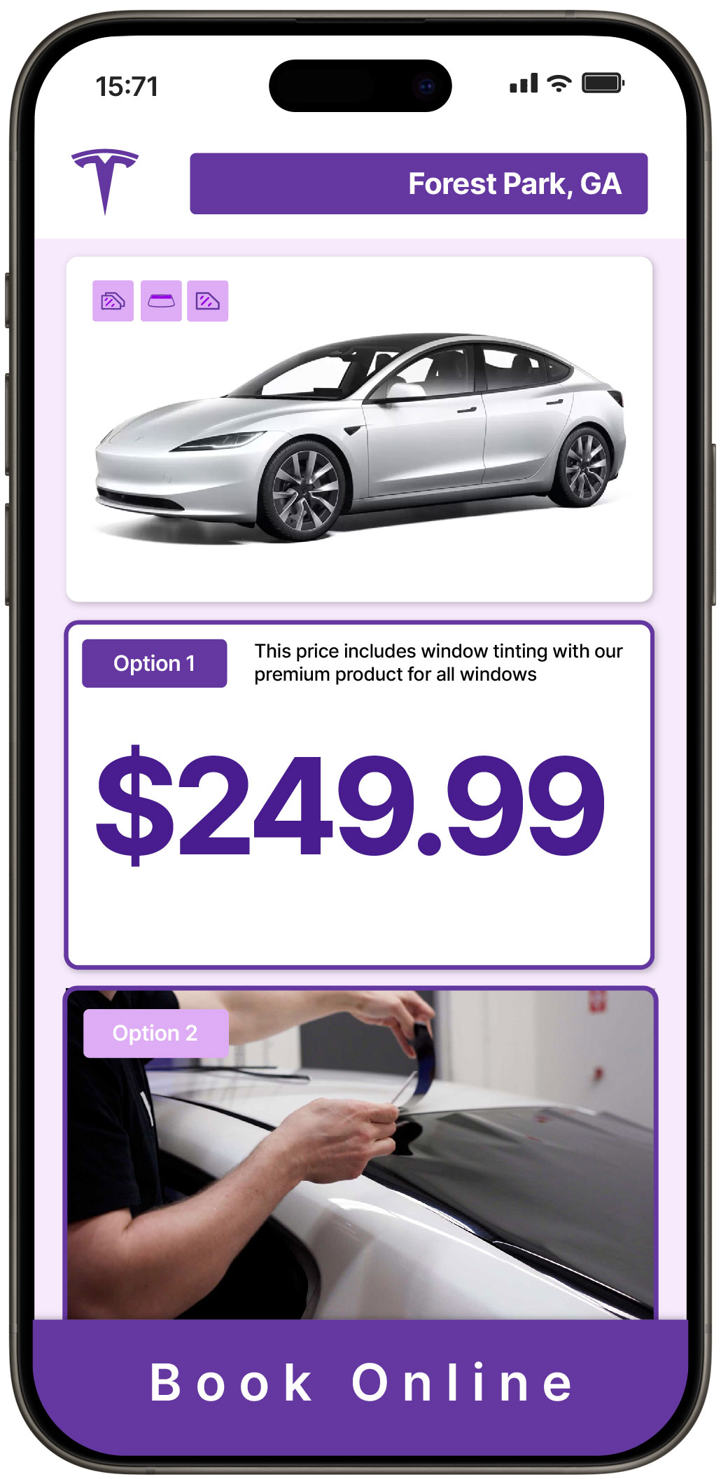 View Affordable Tesla Window Tinting Prices in Forest Park, Georgia