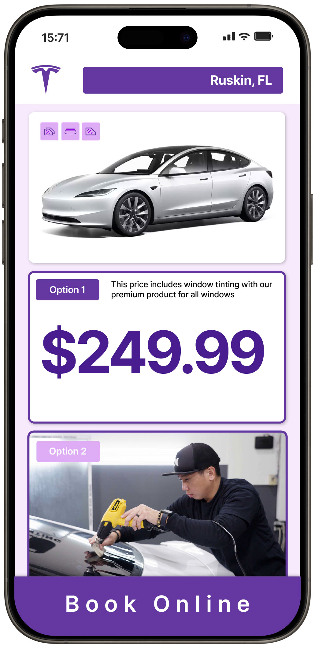 View Affordable Tesla Window Tinting Costs in Ruskin, Florida