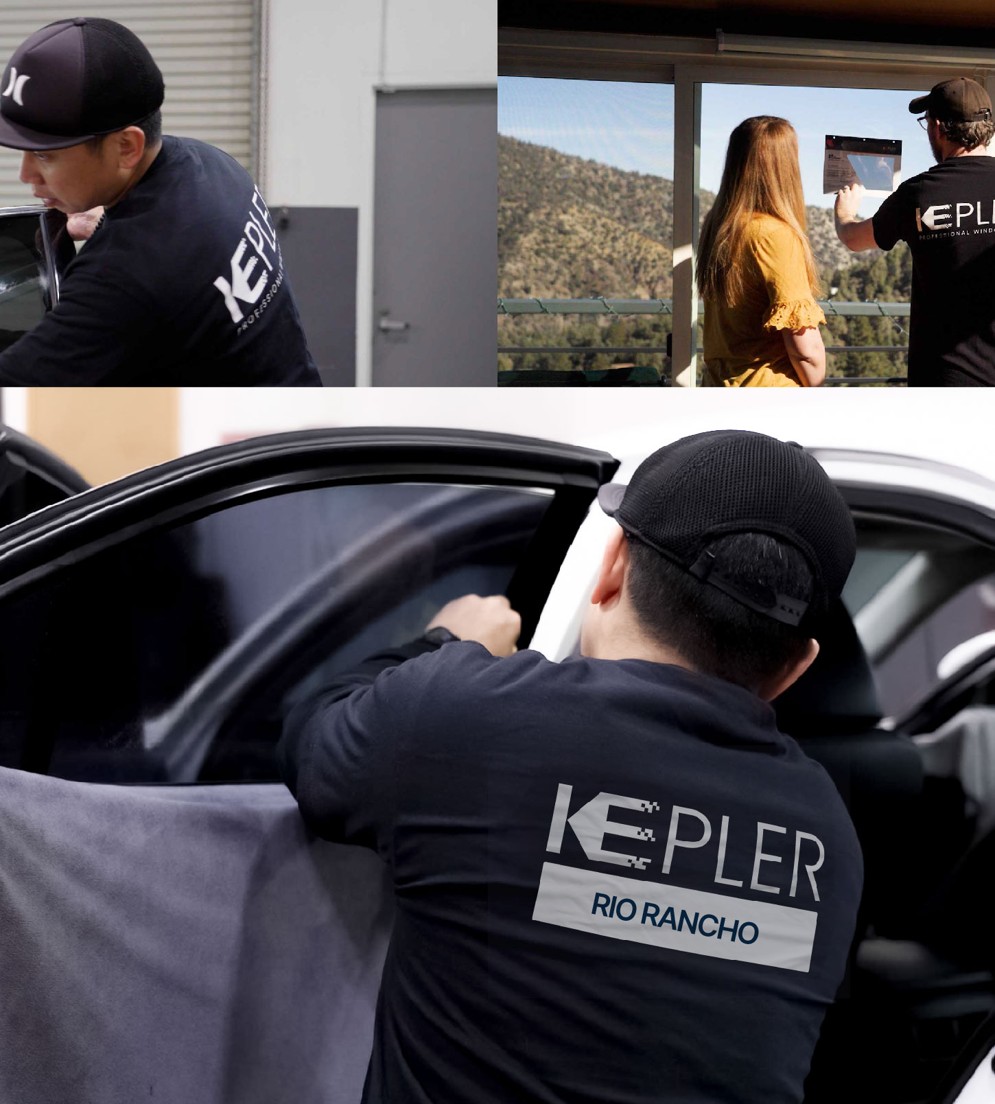 Automotive Window Tinting Expert Applying Film in Rio Rancho, New Mexico