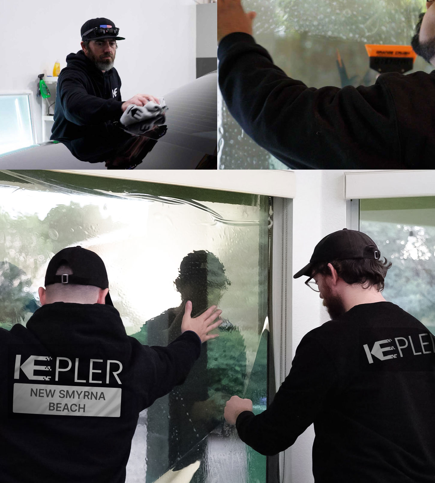 Kepler Technician Fitting Advanced Window Tint to Home in New Smyrna Beach