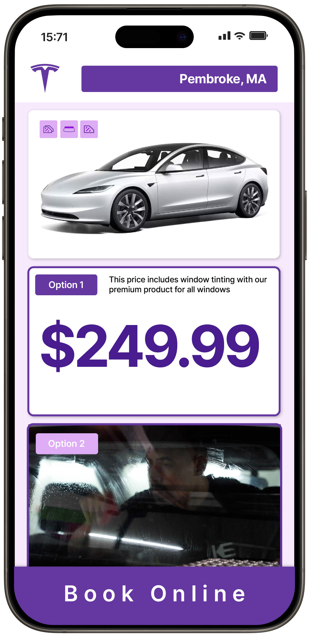 View Affordable Tesla Window Tinting Rates in Pembroke, Massachusetts