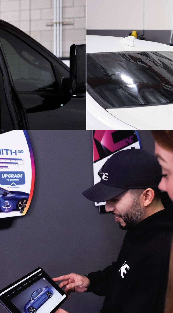 Kepler Dealer Showing Car Window Film Options to Customer in Odenton, Maryland