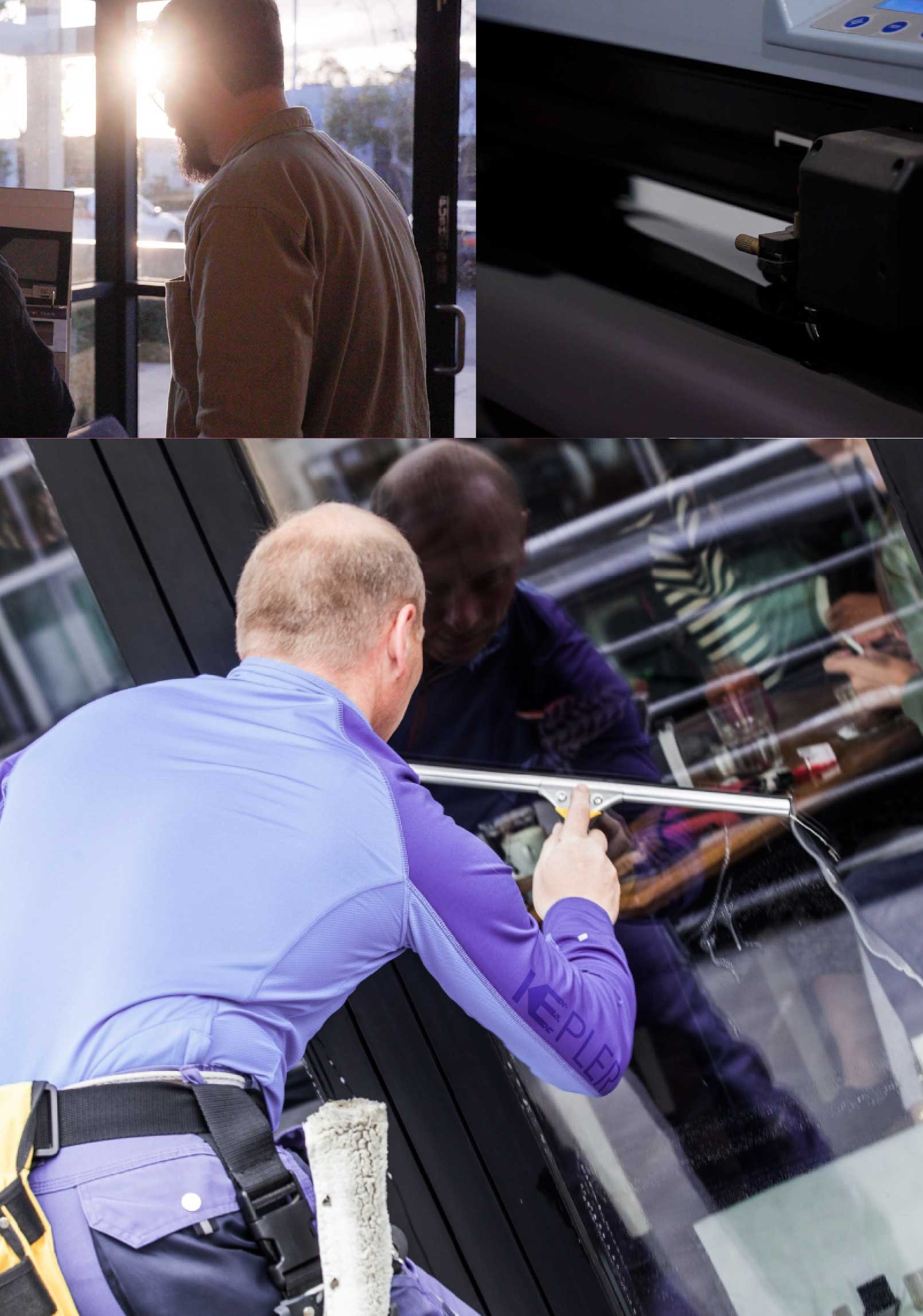 Kepler Professional Applying Anti-Graffiti Window Film to a Wilmington Shop Front
