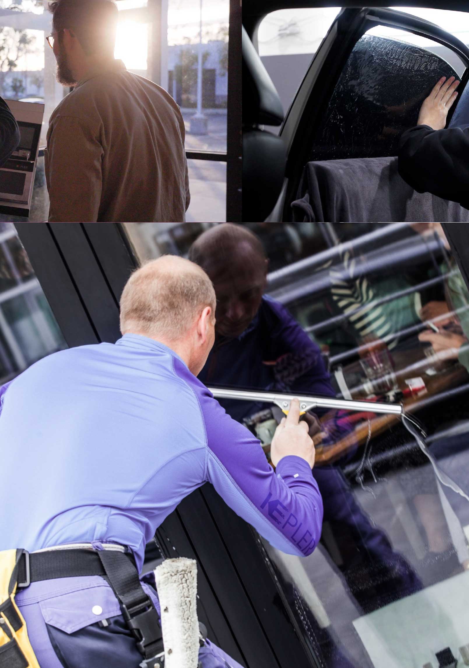 Kepler Professional Applying Anti-Graffiti Window Film to a Lake Charles Shop Front