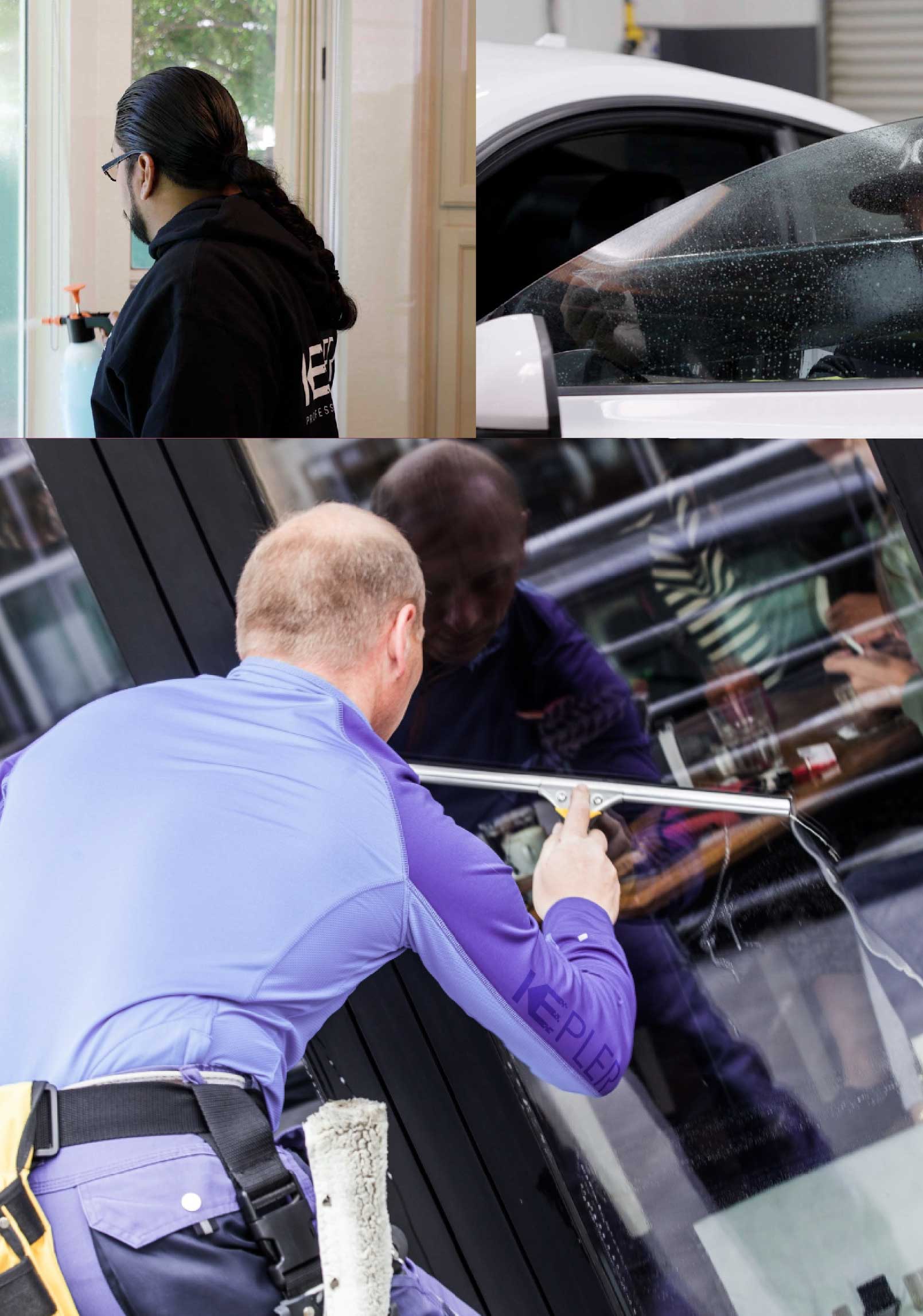 Kepler Skilled Applying Anti-Graffiti Window Film to a Tustin Shop Front