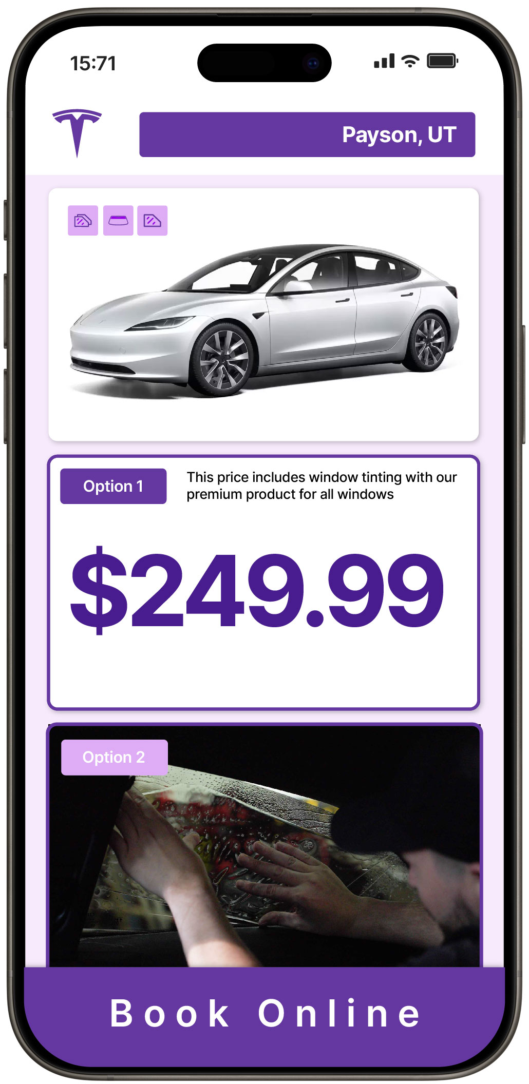 View Reasonable Tesla Window Tinting Prices in Centerville, Utah