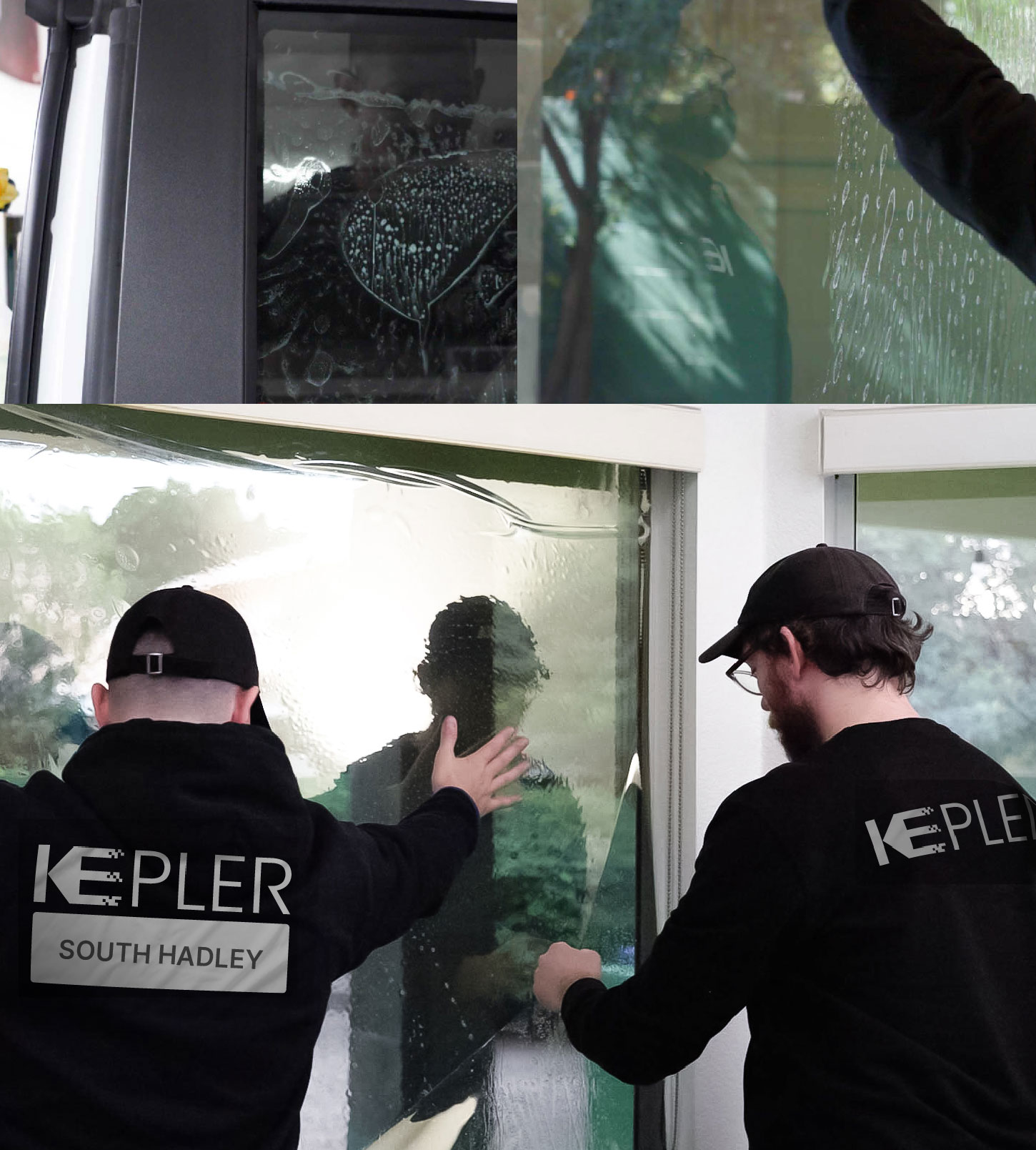 Expert Technician Installing High-tech Window Tint to Home in South Hadley