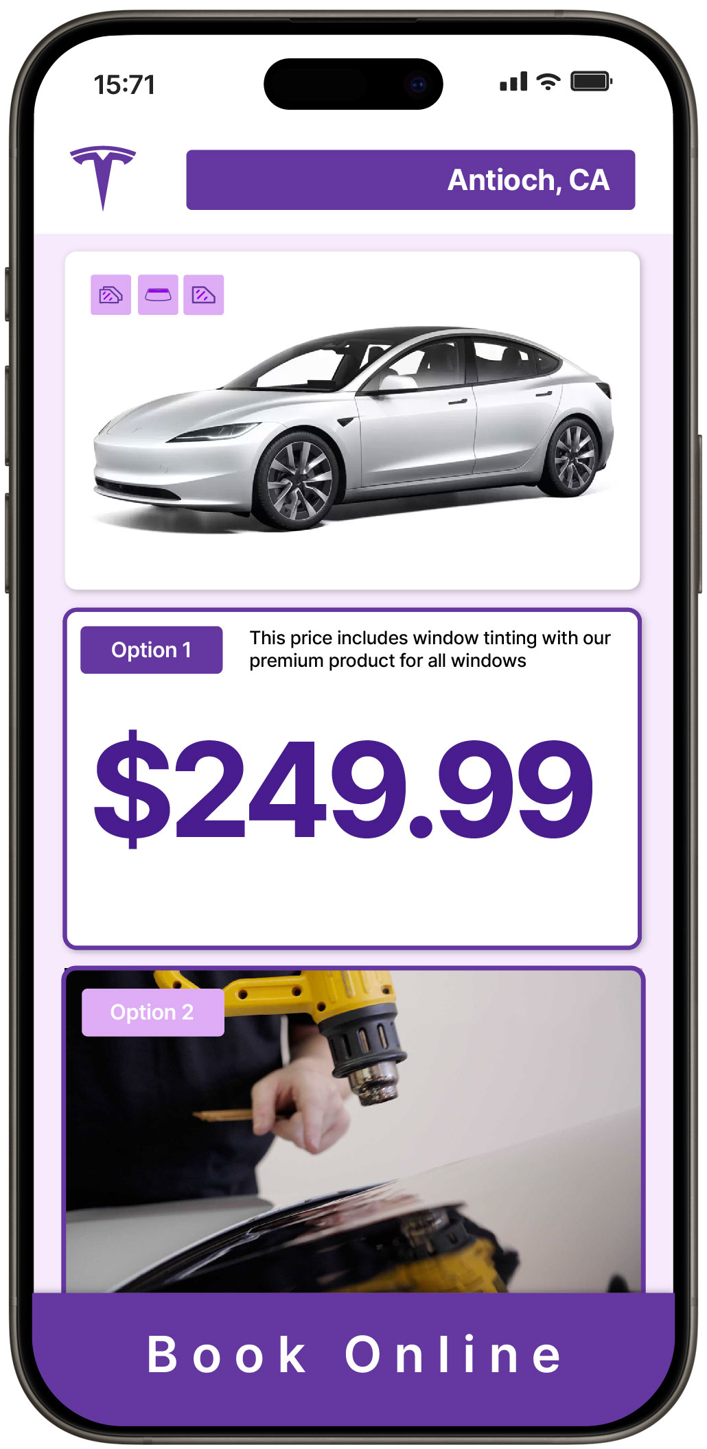 View Affordable Tesla Window Tinting Prices in Antioch, California
