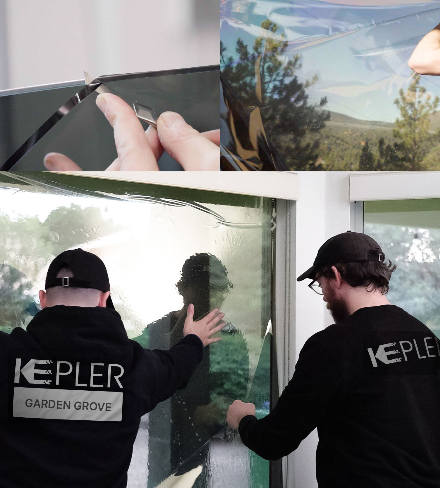Expert Technician Installing Advanced Window Tint to Home in Garden Grove
