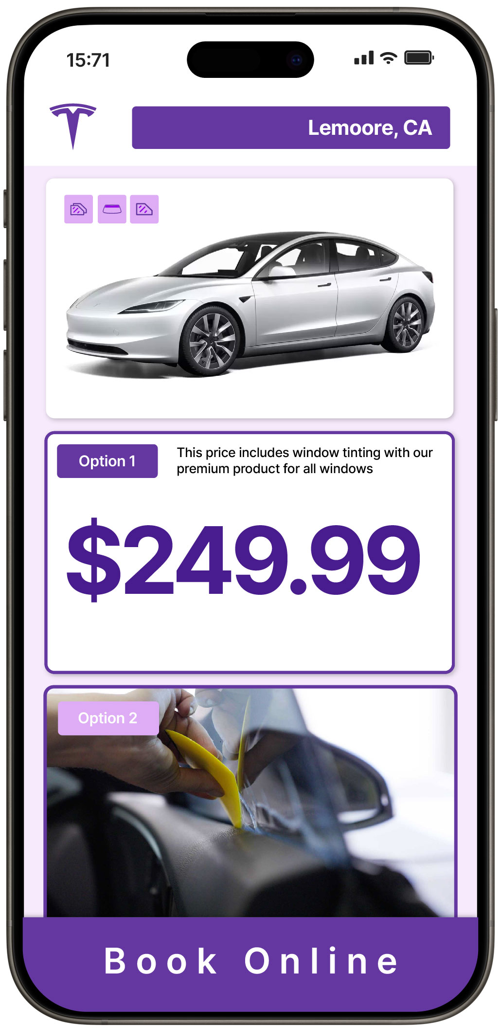View Affordable Tesla Window Tinting Prices in Lemoore, California