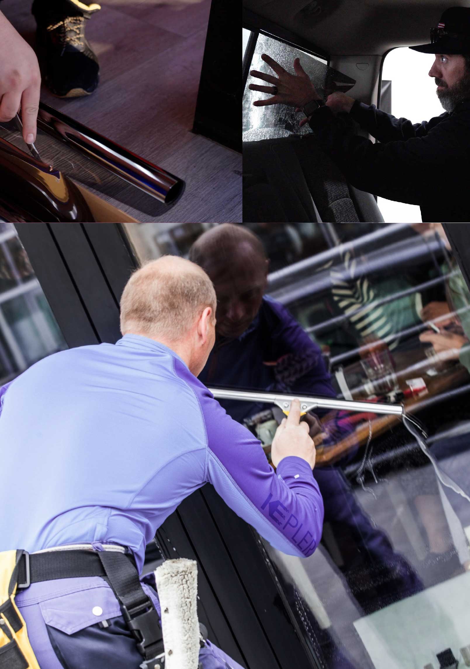 Kepler Professional Applying Anti-Graffiti Window Film to a Sachse Shop Front