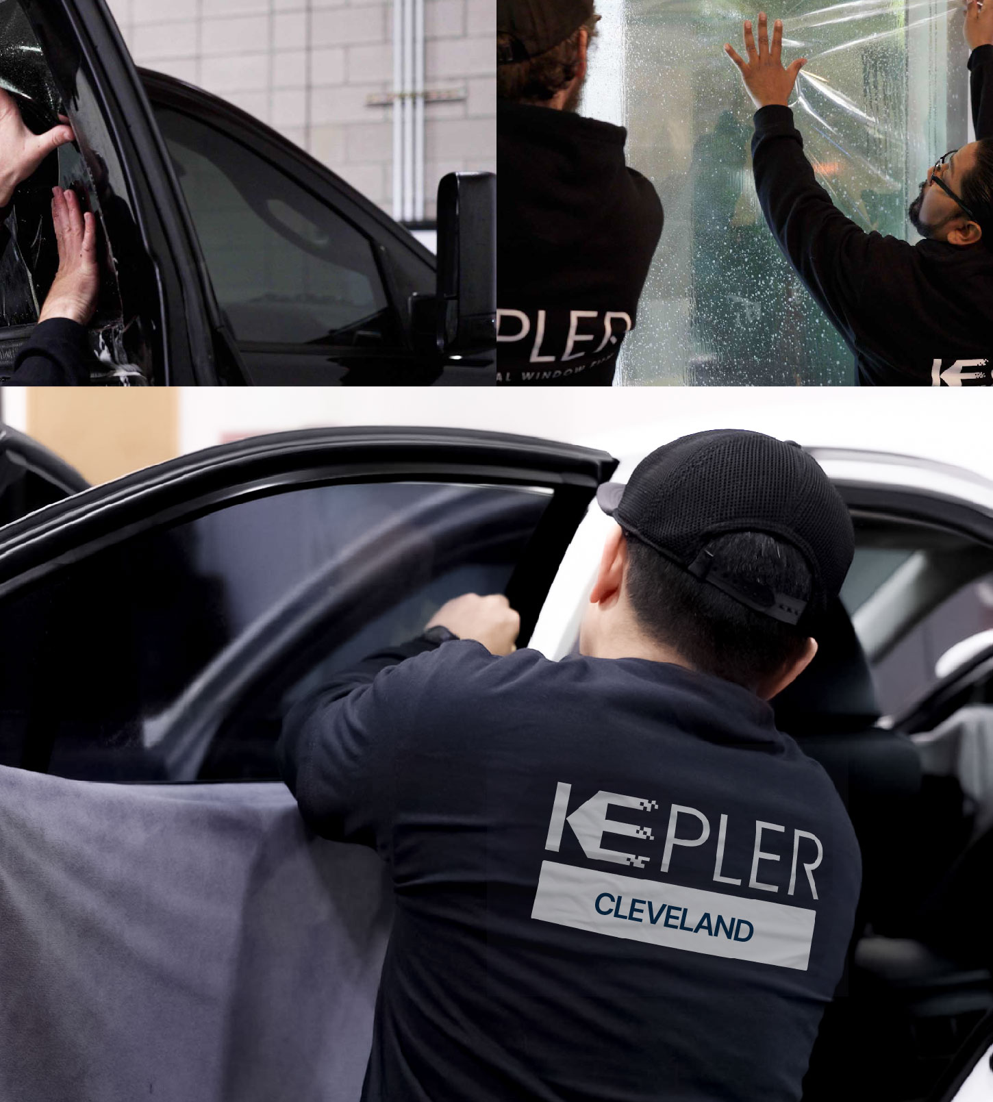 Automotive Window Tinting Expert Applying Film in Cleveland, Ohio