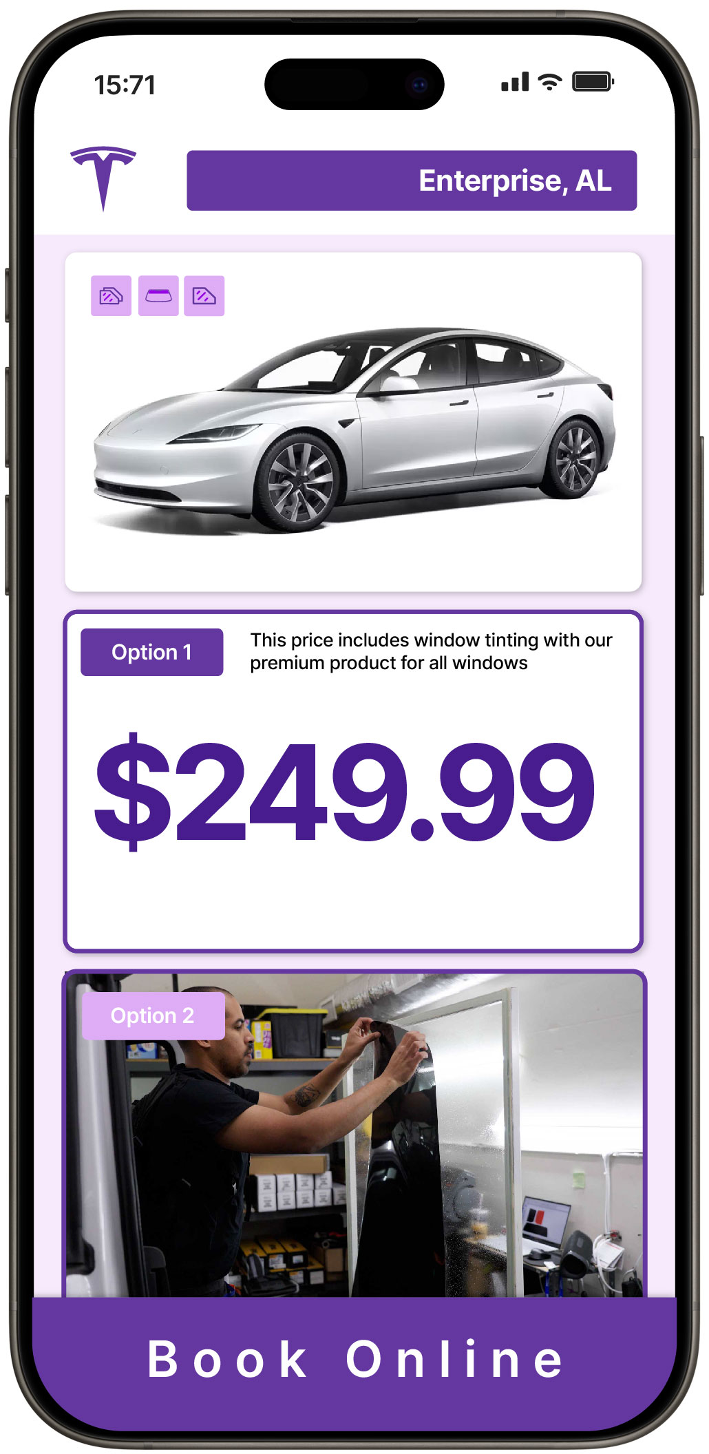 View Affordable Tesla Window Tinting Rates in Enterprise, Alabama