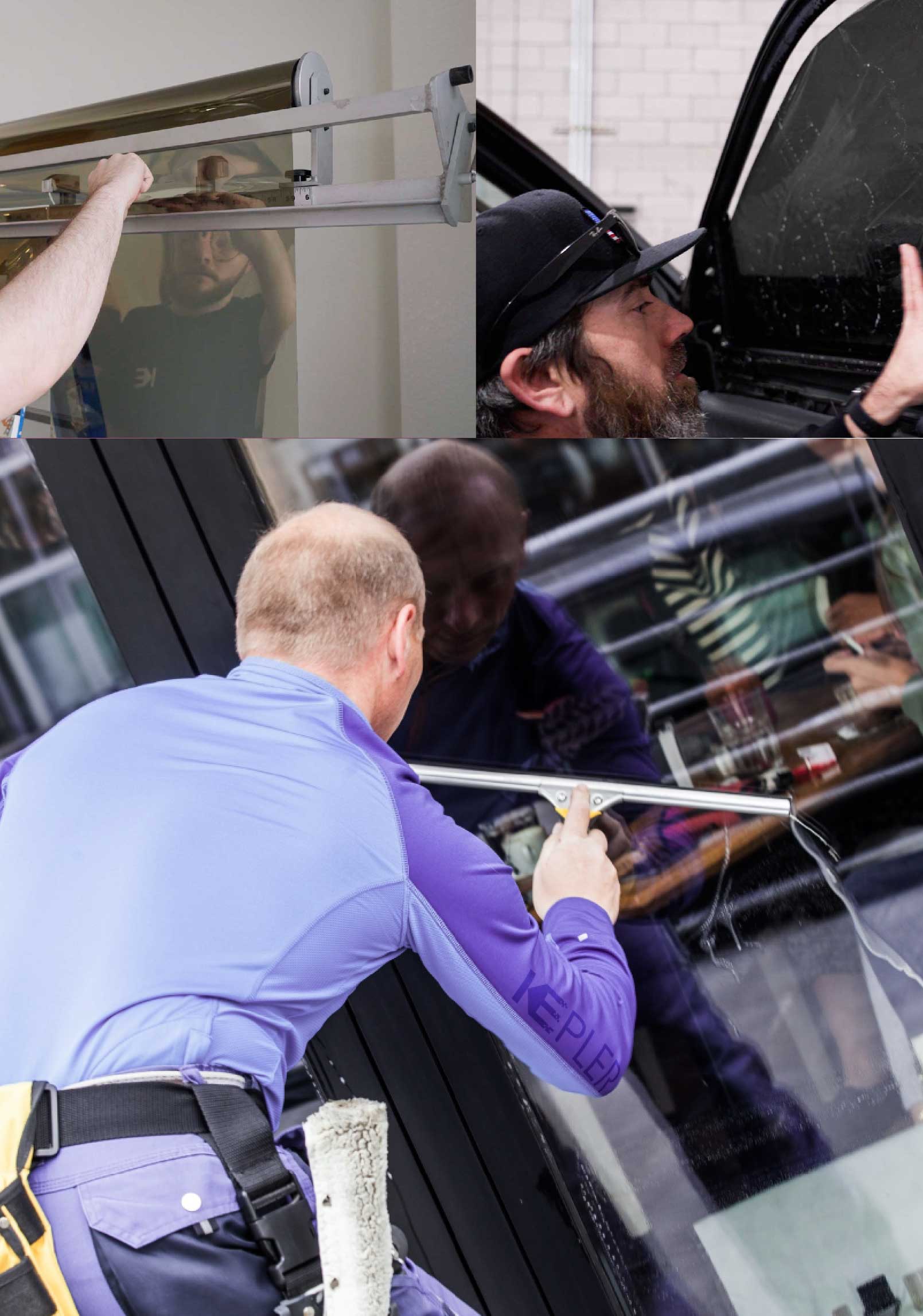 Kepler Skilled Applying Anti-Graffiti Window Film to a Menomonee Falls Shop Front