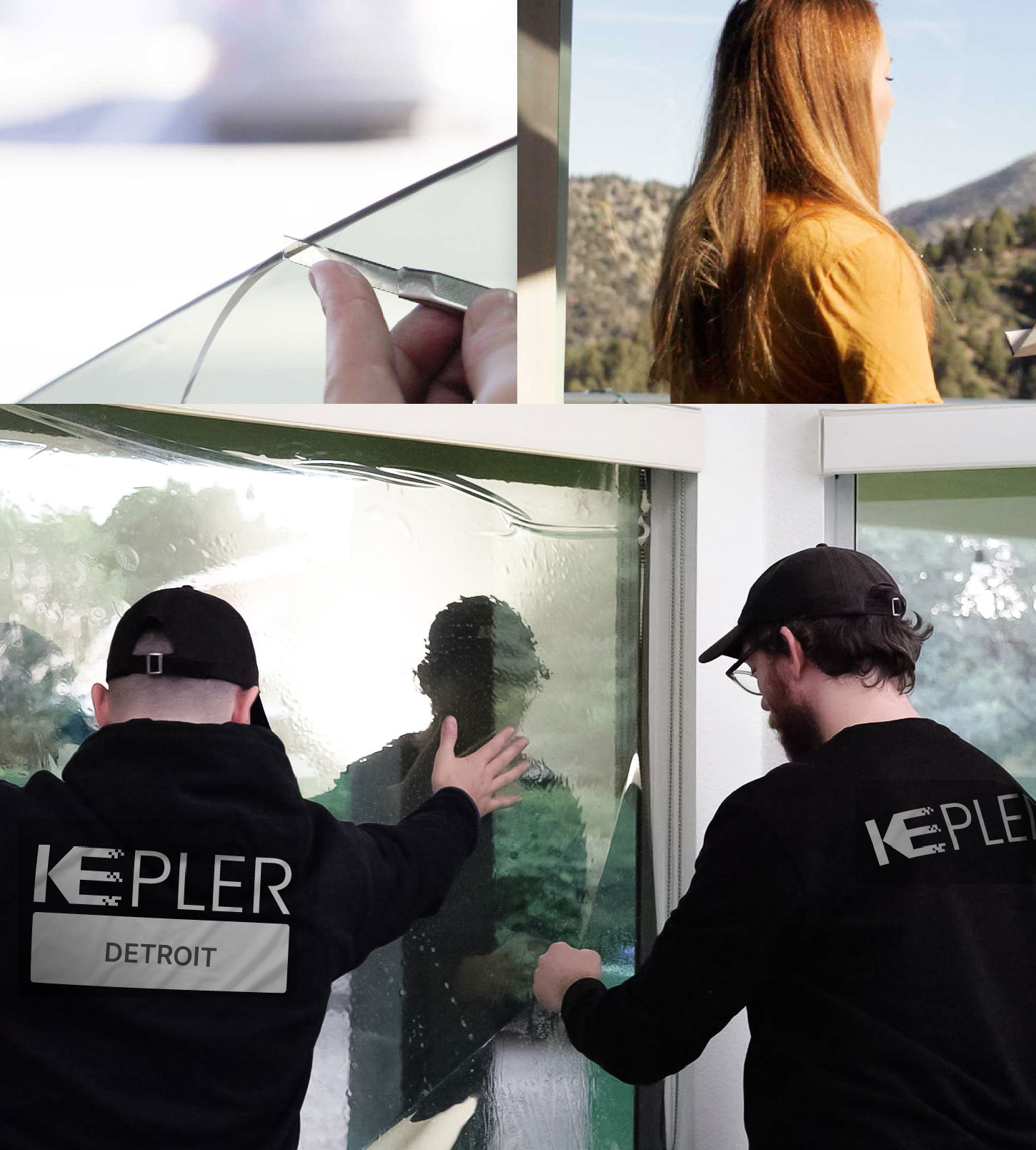 Kepler Technician Fitting High-tech Window Tint to Home in Detroit