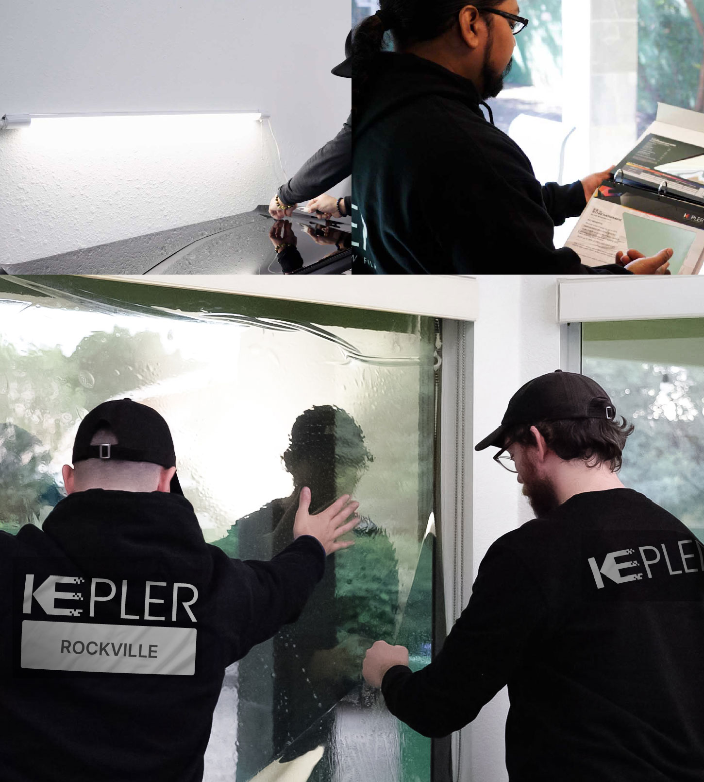 Expert Technician Installing Advanced Window Tint to Home in Rockville