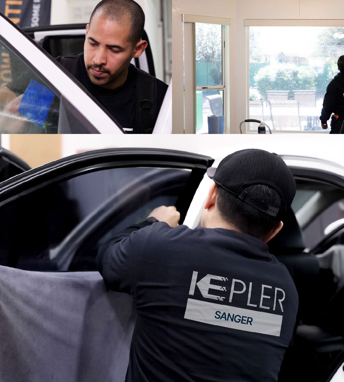 Automotive Window Tinting Expert Applying Film in Sanger, California