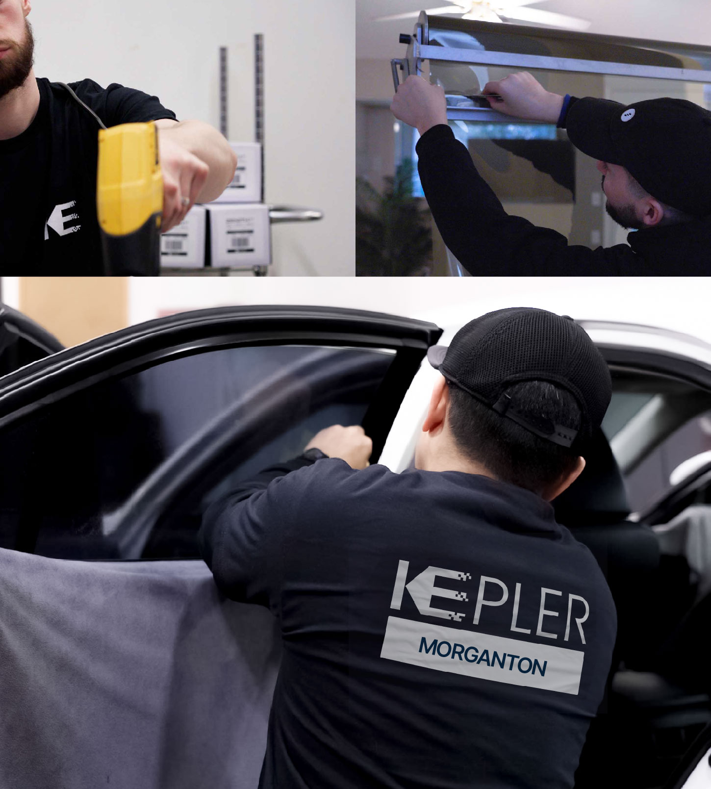 Automotive Window Tinting Expert Applying Film in Morganton, North Carolina