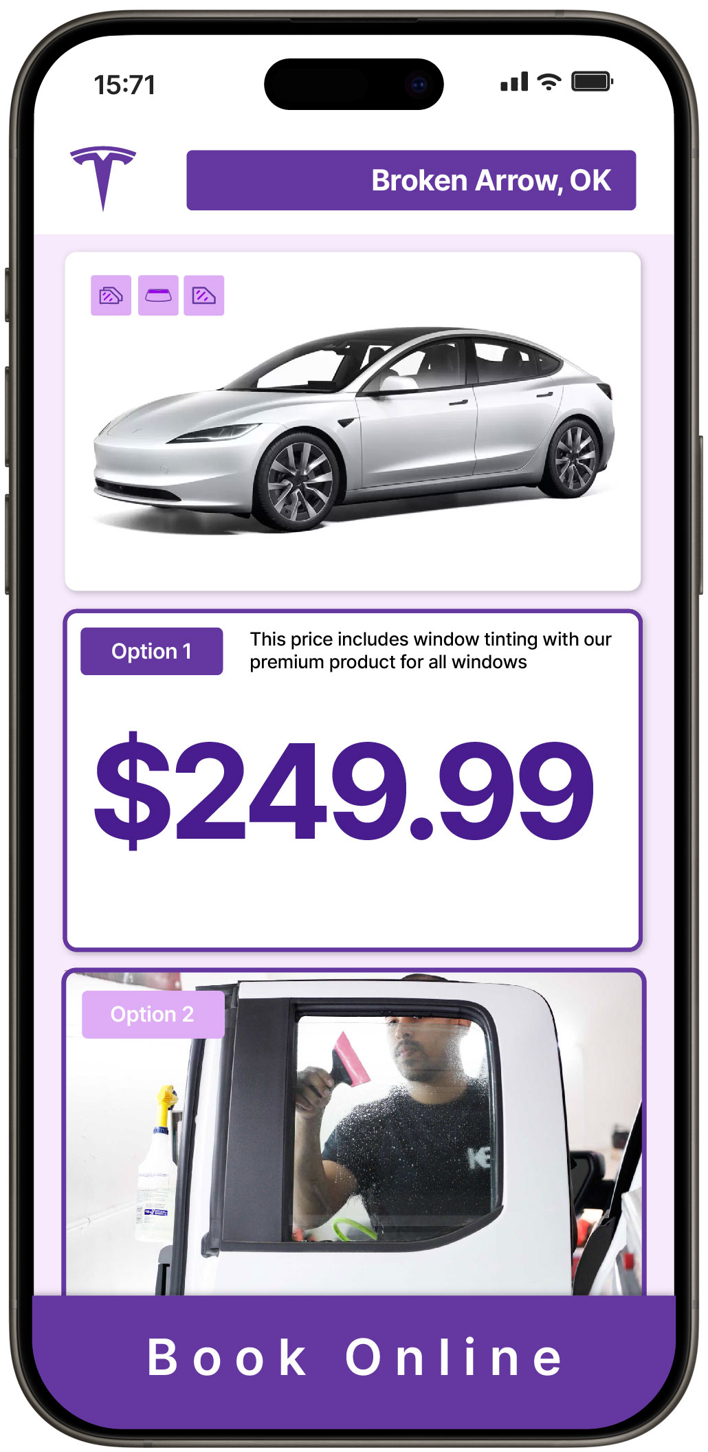 View Reasonable Tesla Window Tinting Prices in Broken Arrow, Oklahoma