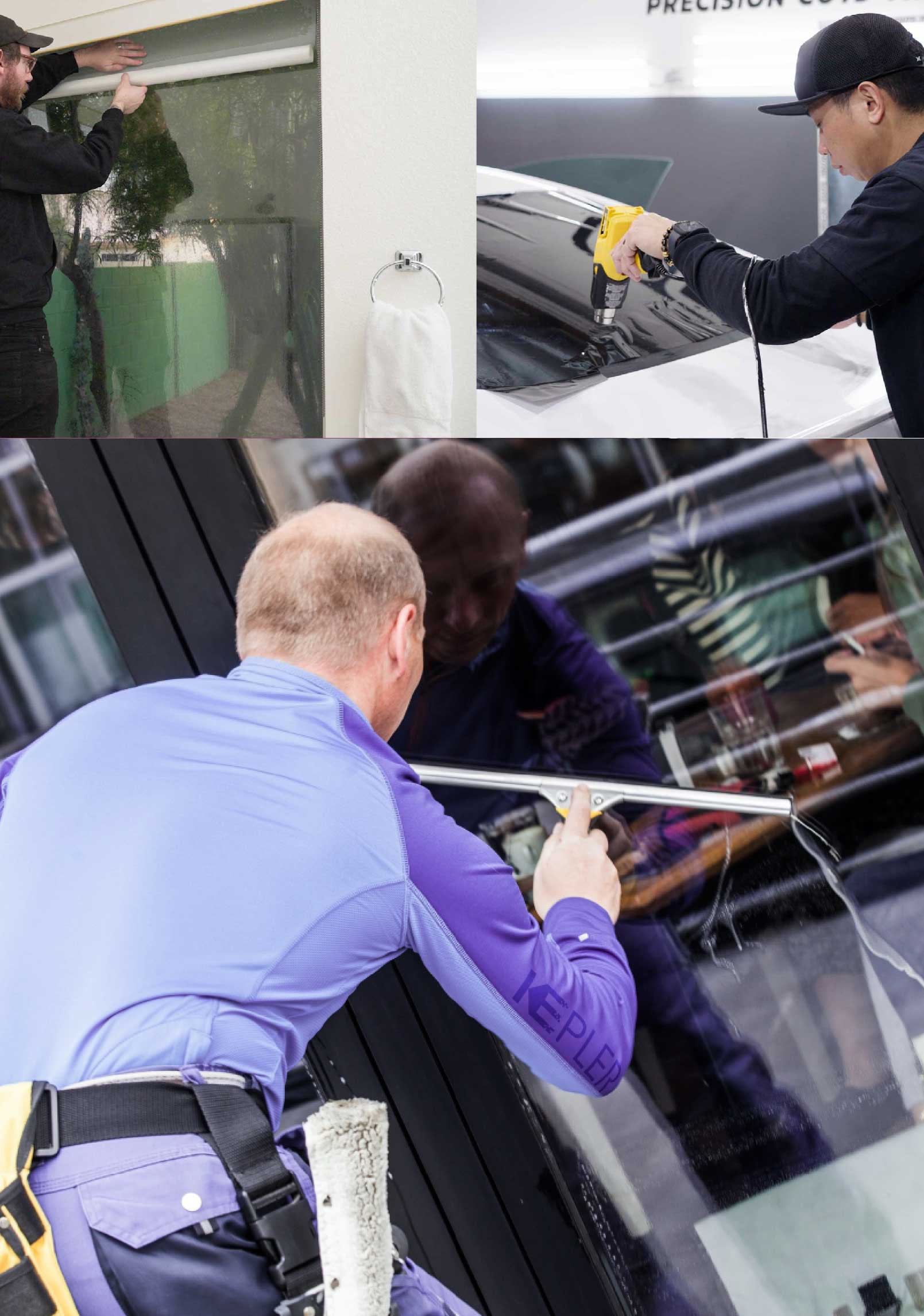Kepler Skilled Applying Anti-Graffiti Window Film to a Caldwell Shop Front