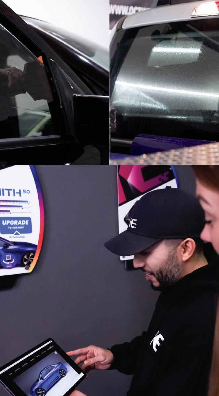 Kepler Dealer Showing Car Window Film Options to Customer in New London, Connecticut