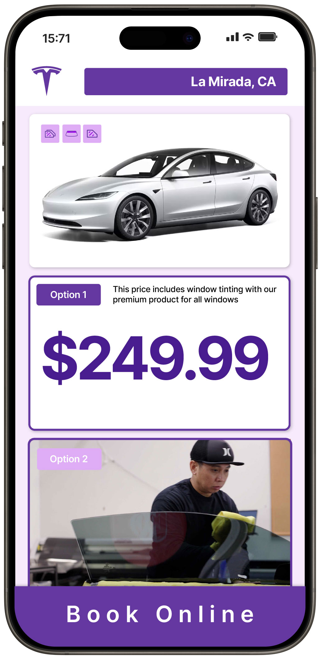 View Competitive Tesla Window Tinting Prices in La Mirada, California