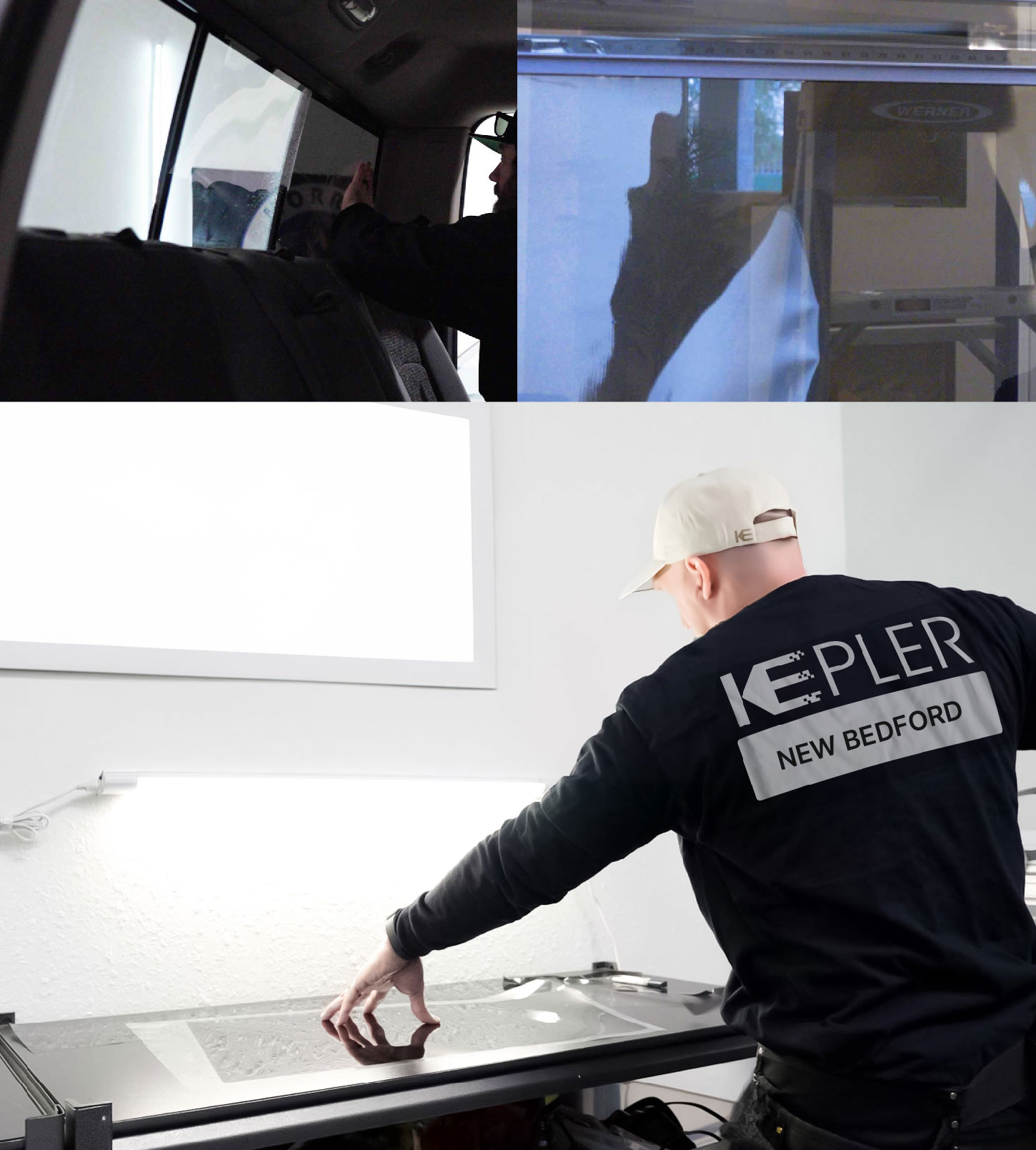 Window Tinting Specialist Cutting Film in New Bedford, Massachusetts