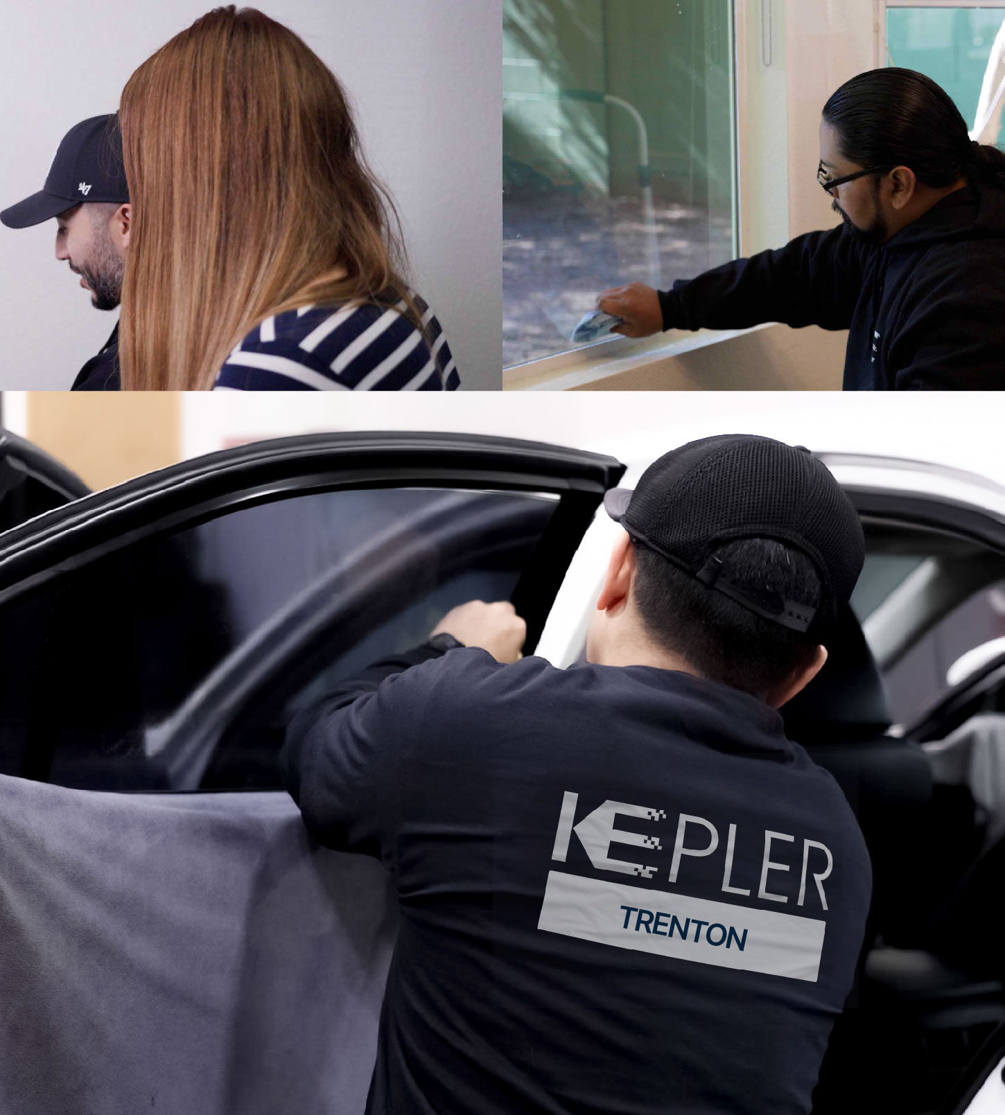 Automotive Window Tinting Expert Applying Film in Trenton, New Jersey