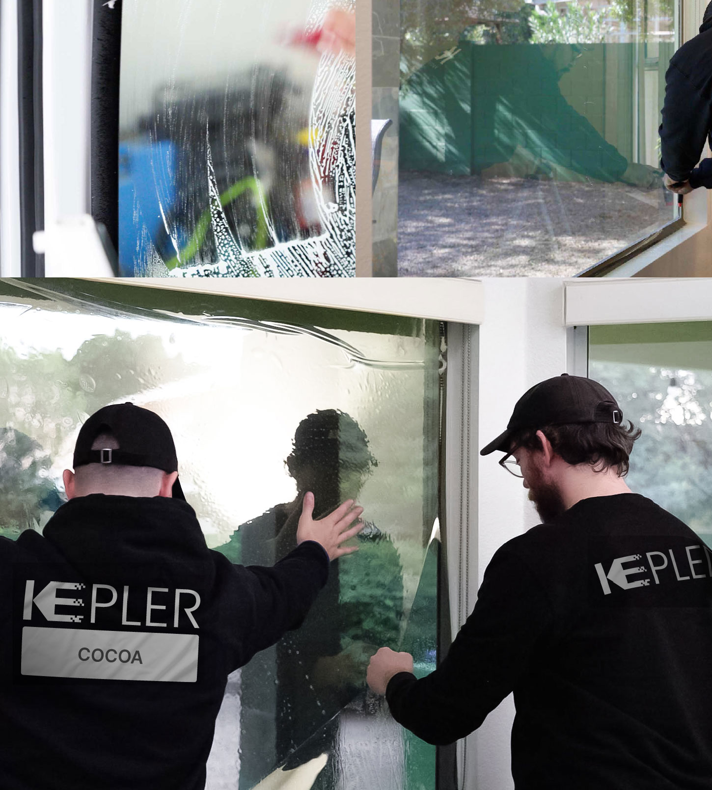 Expert Technician Applying Advanced Window Tint to Home in Cocoa