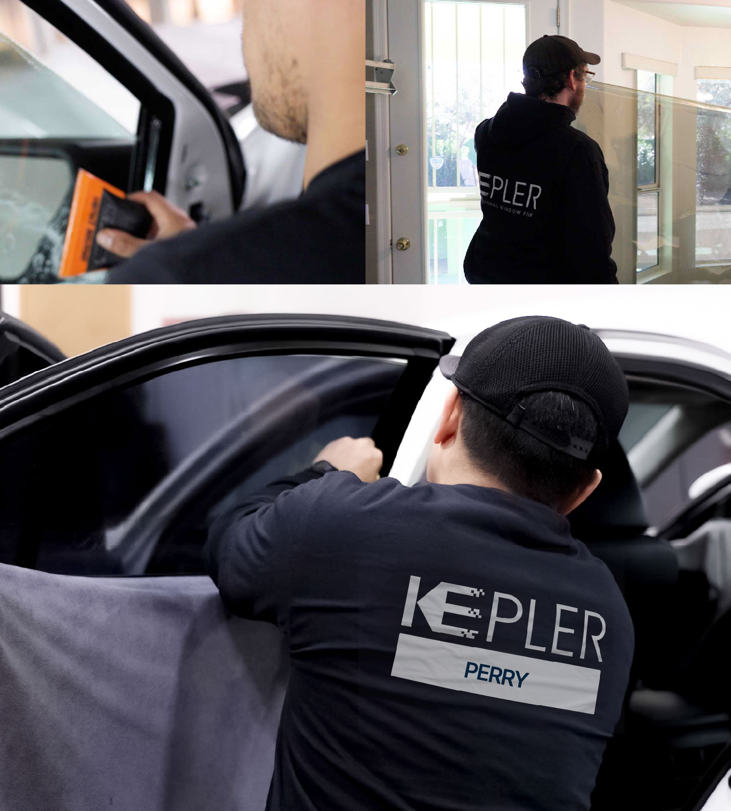 Automotive Window Tinting Expert Applying Film in Perry, Georgia