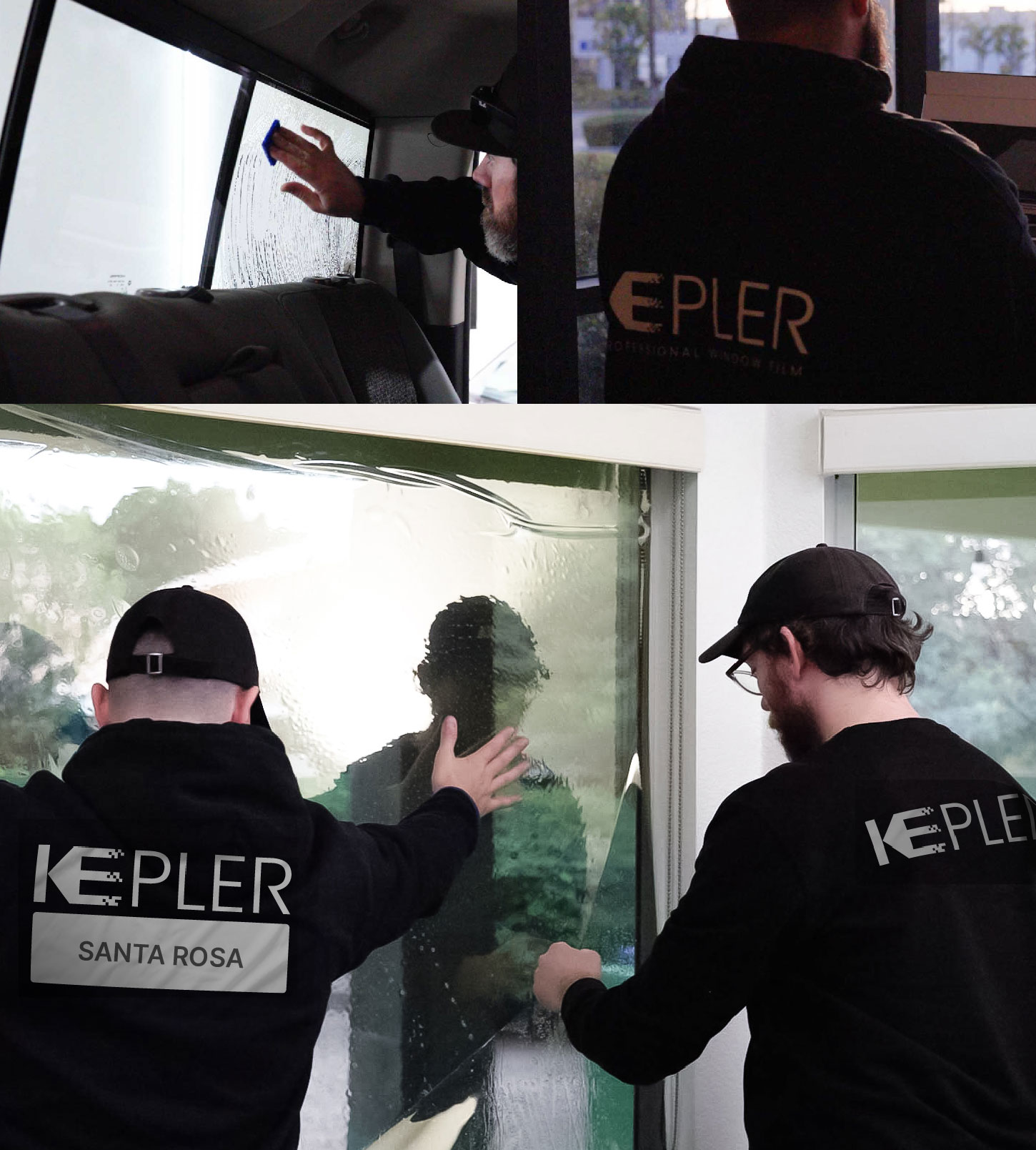 Kepler Technician Installing Advanced Window Tint to Home in Santa Rosa