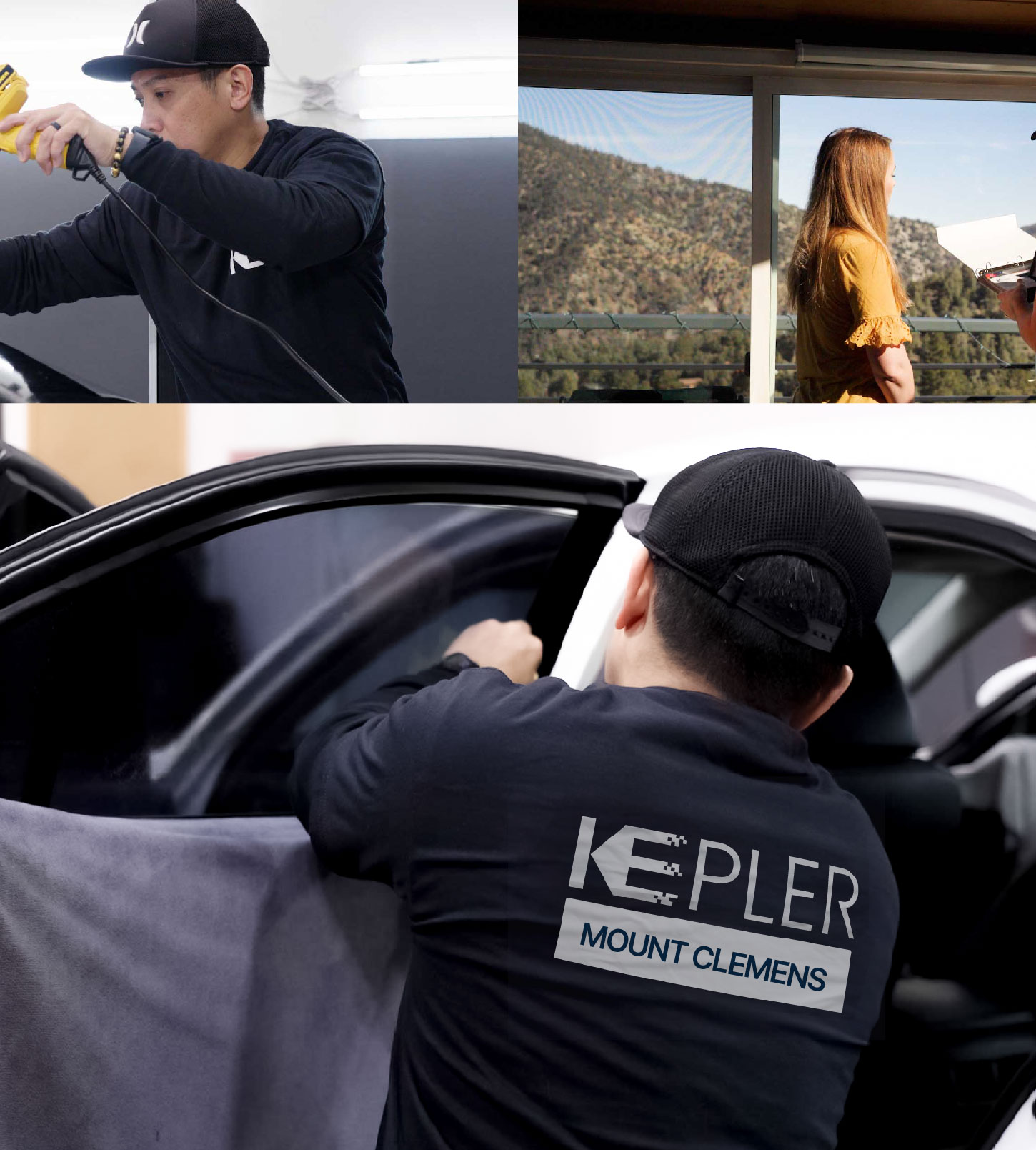 Automotive Window Tinting Expert Applying Film in Mount Clemens, Michigan